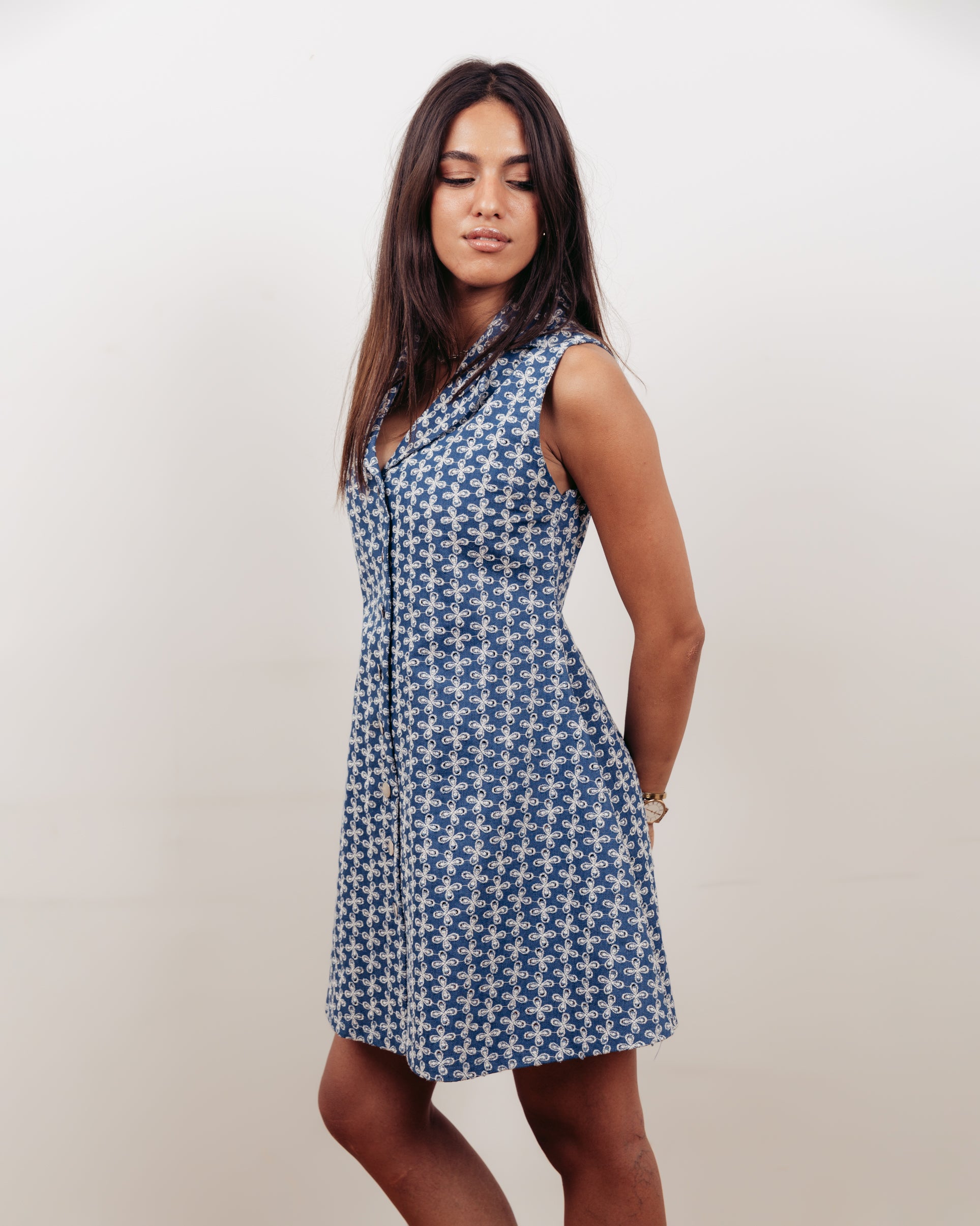 PATTERNED DENIM DRESS