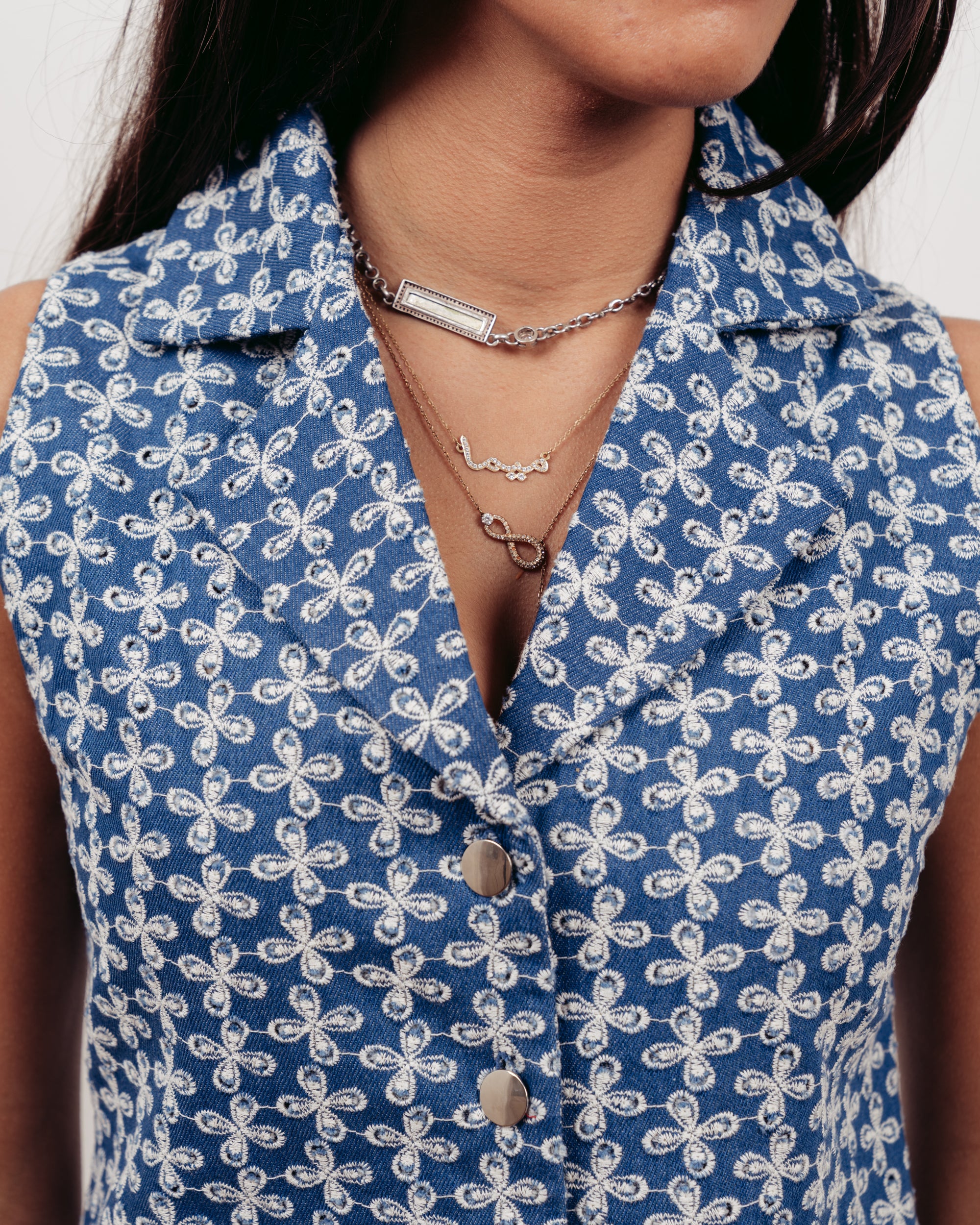 PATTERNED DENIM DRESS