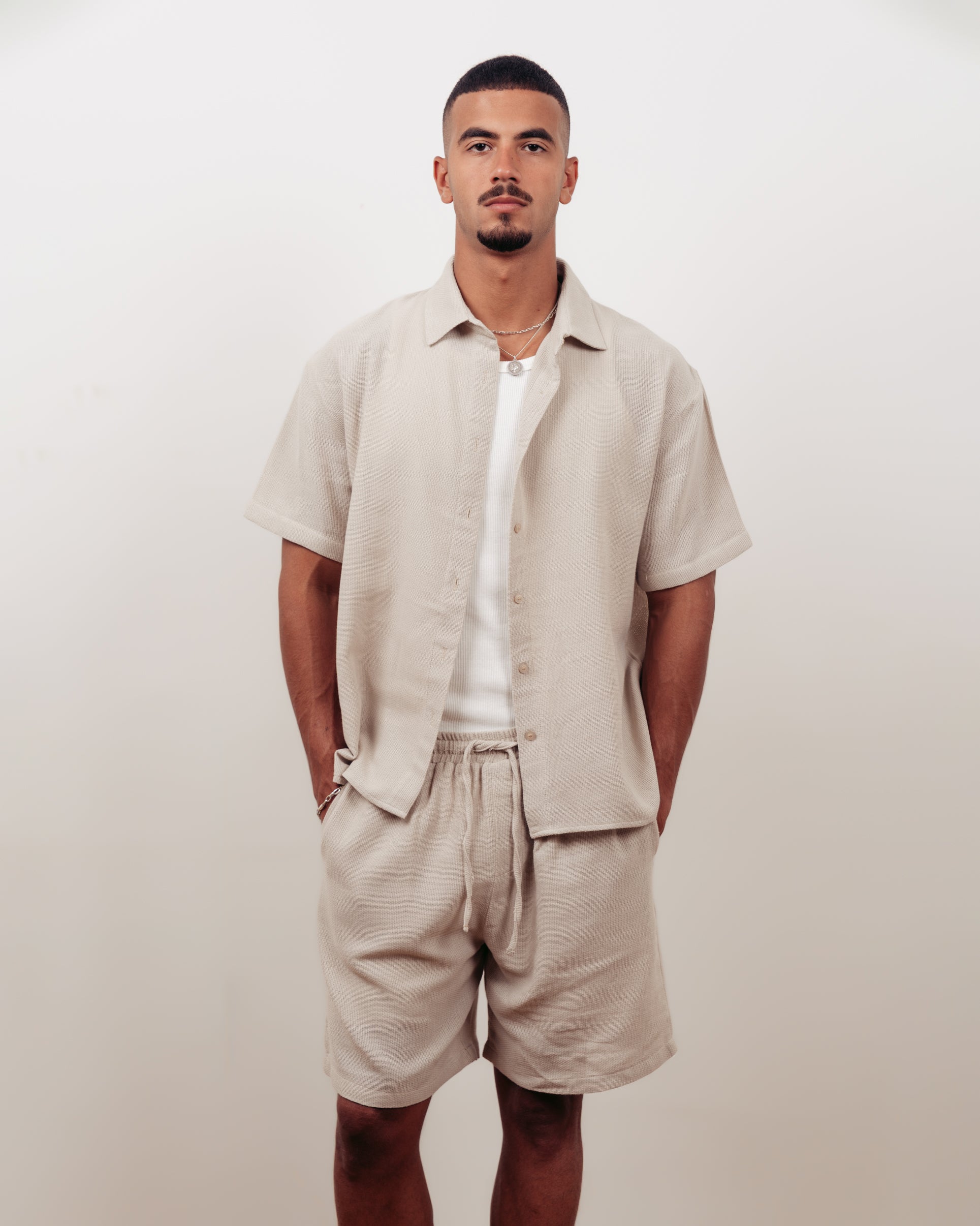SANDBEIGE KNITTED SHORTS- MEN