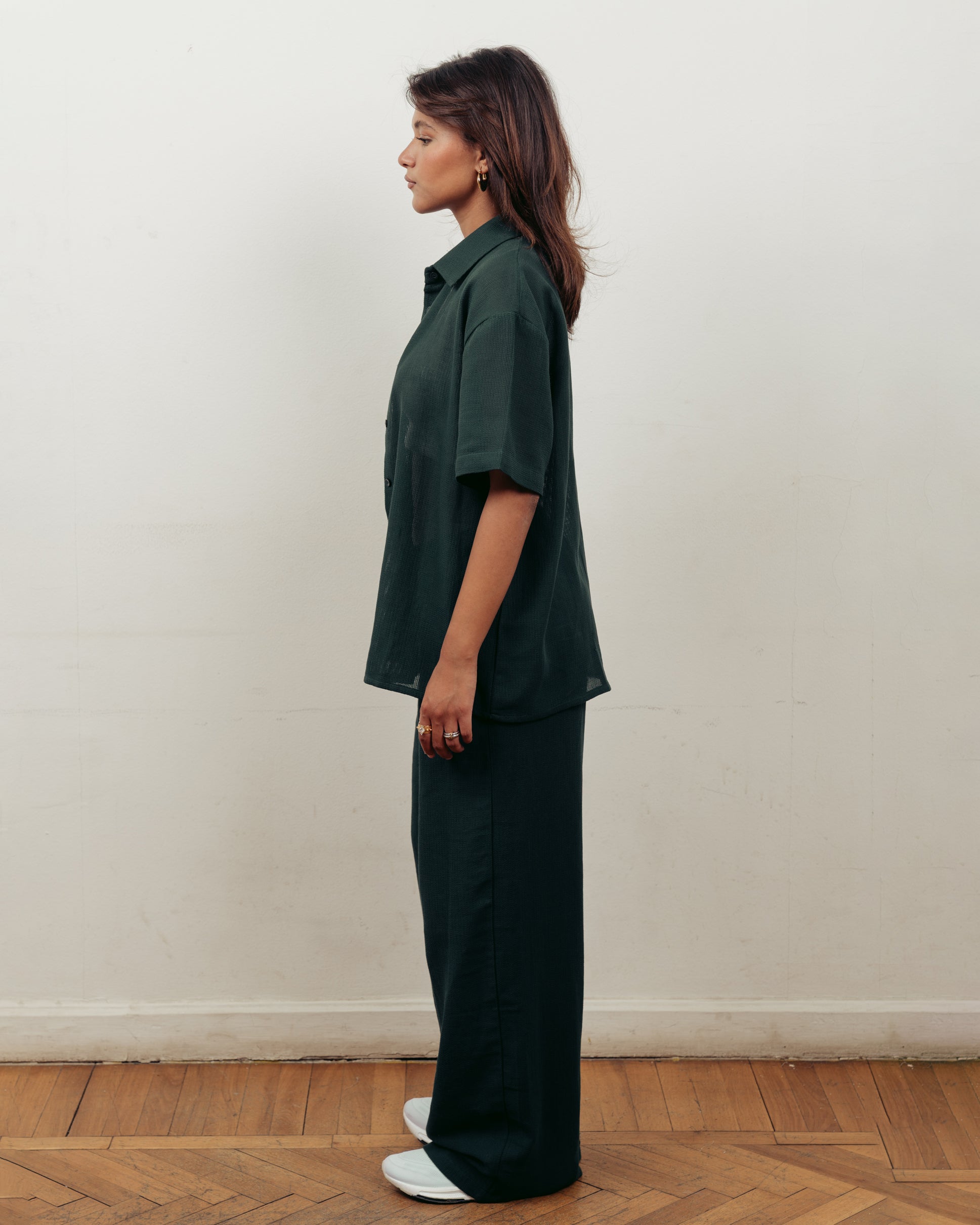 FOREST GREEN KNITTED SHIRT- UNISEX