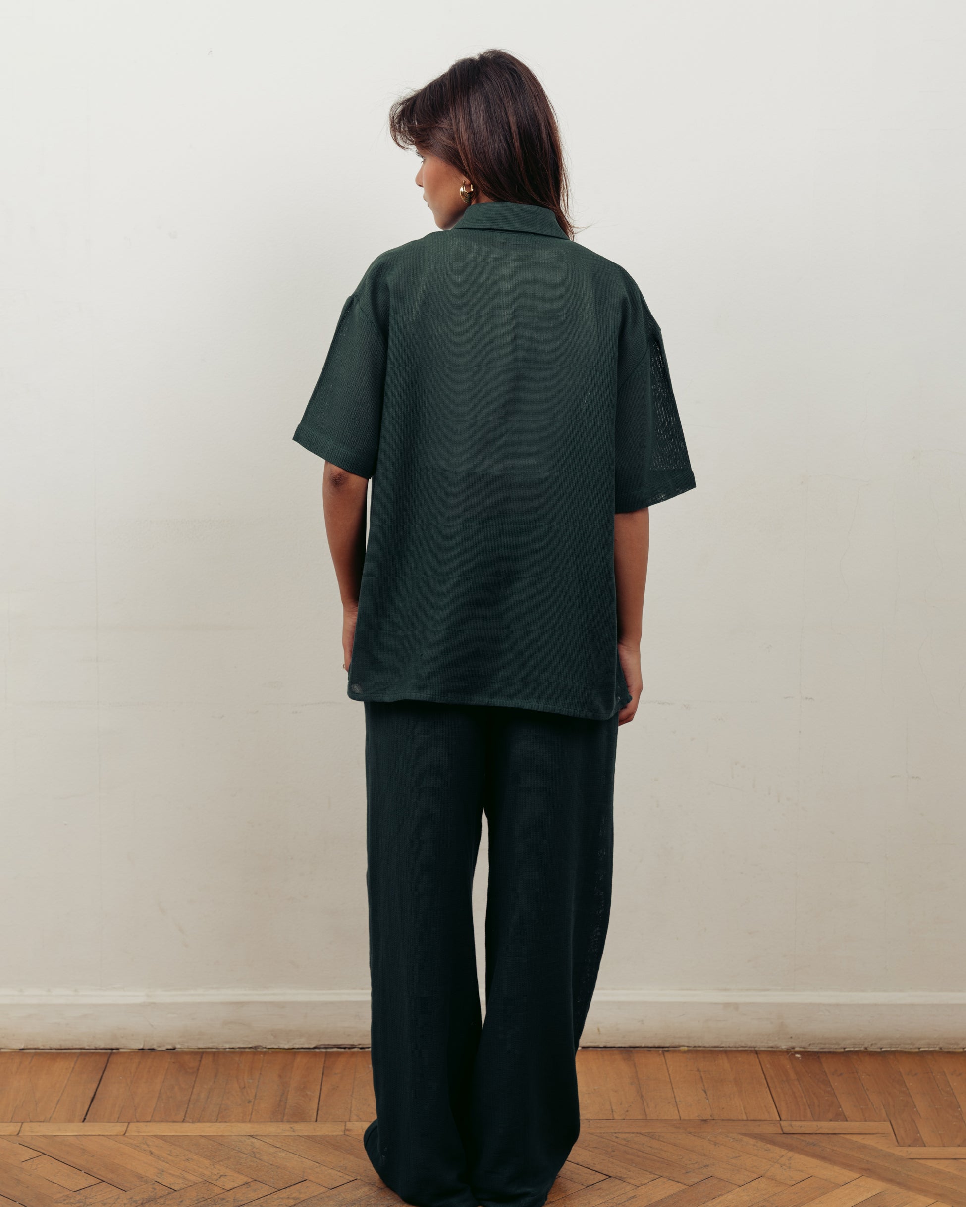 FOREST GREEN KNITTED SHIRT- UNISEX