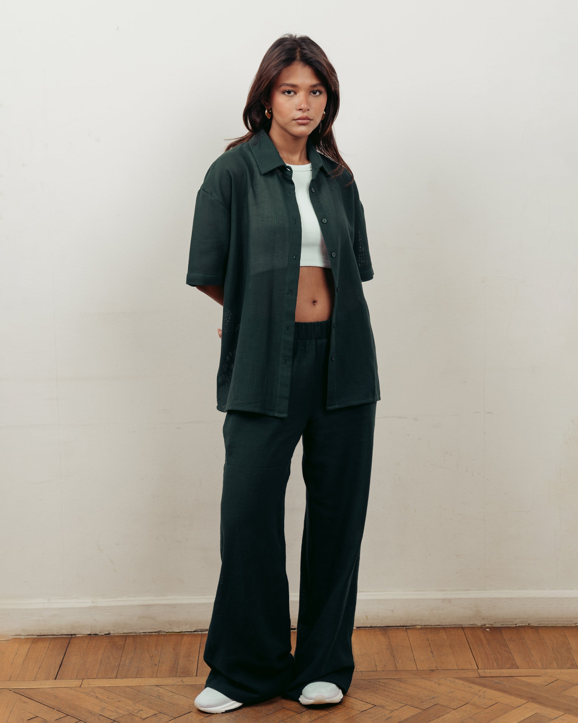 FOREST GREEN KNITTED SHIRT- UNISEX