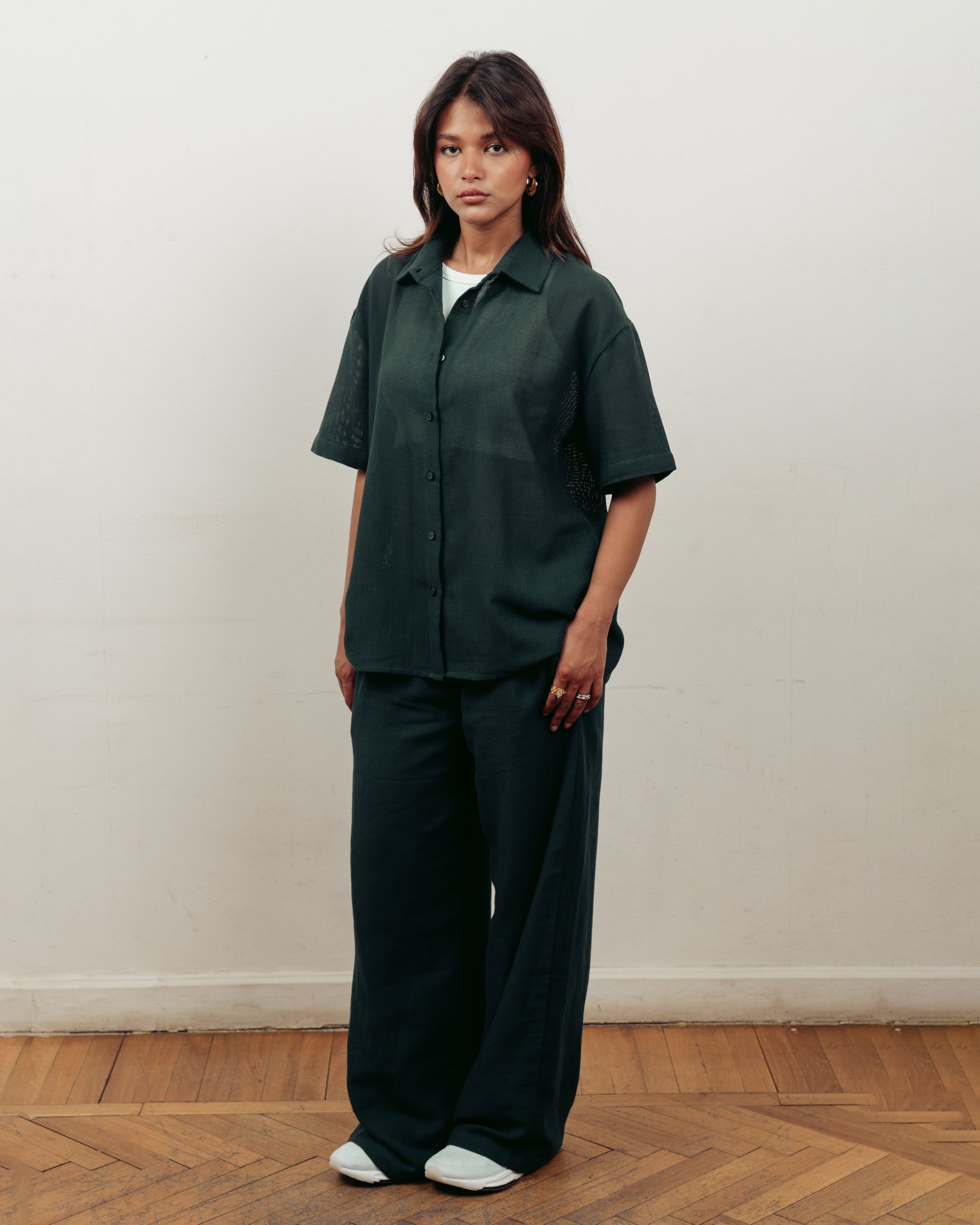 FOREST GREEN KNITTED SHIRT- UNISEX
