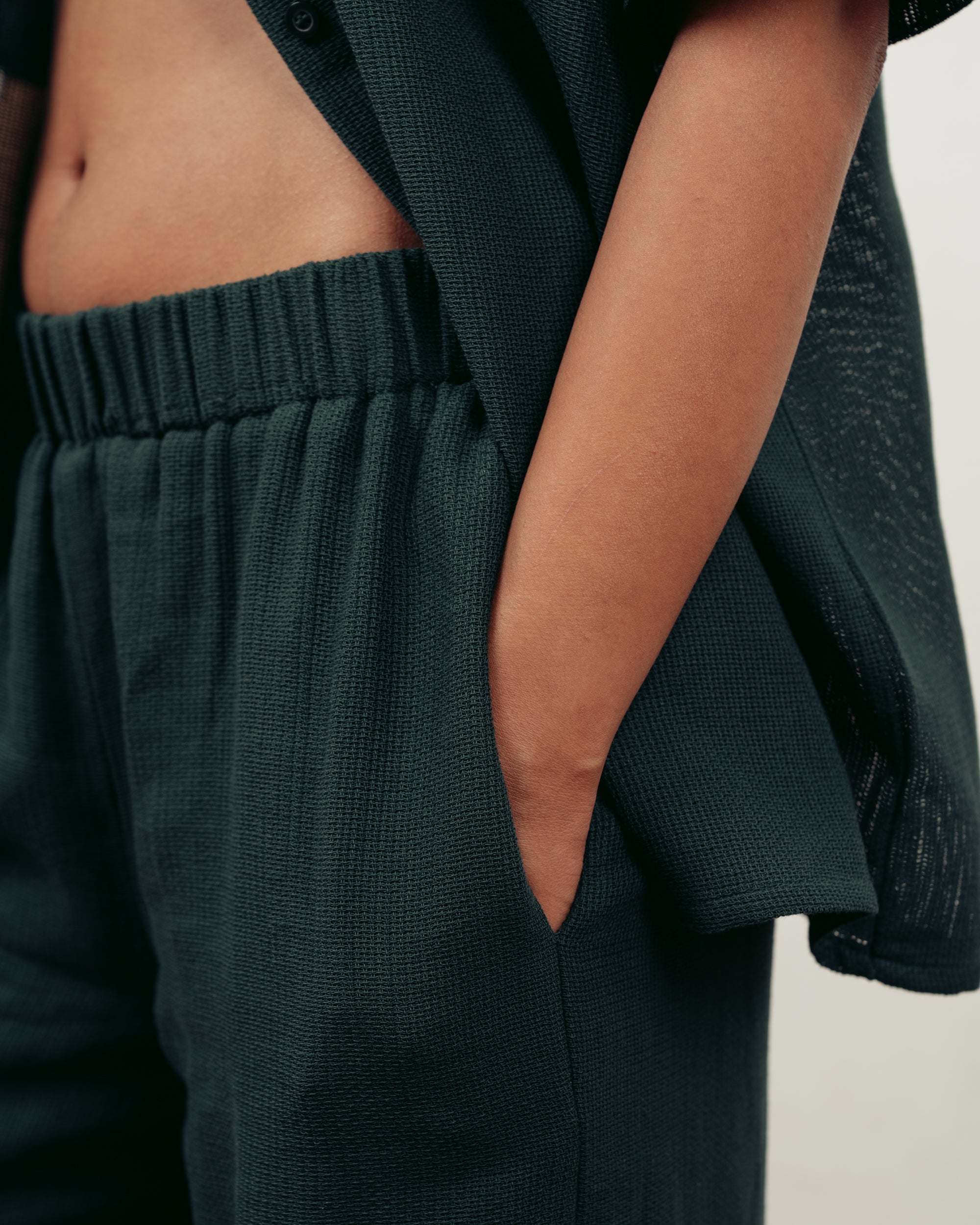 FOREST GREEN KNITTED SHIRT- UNISEX