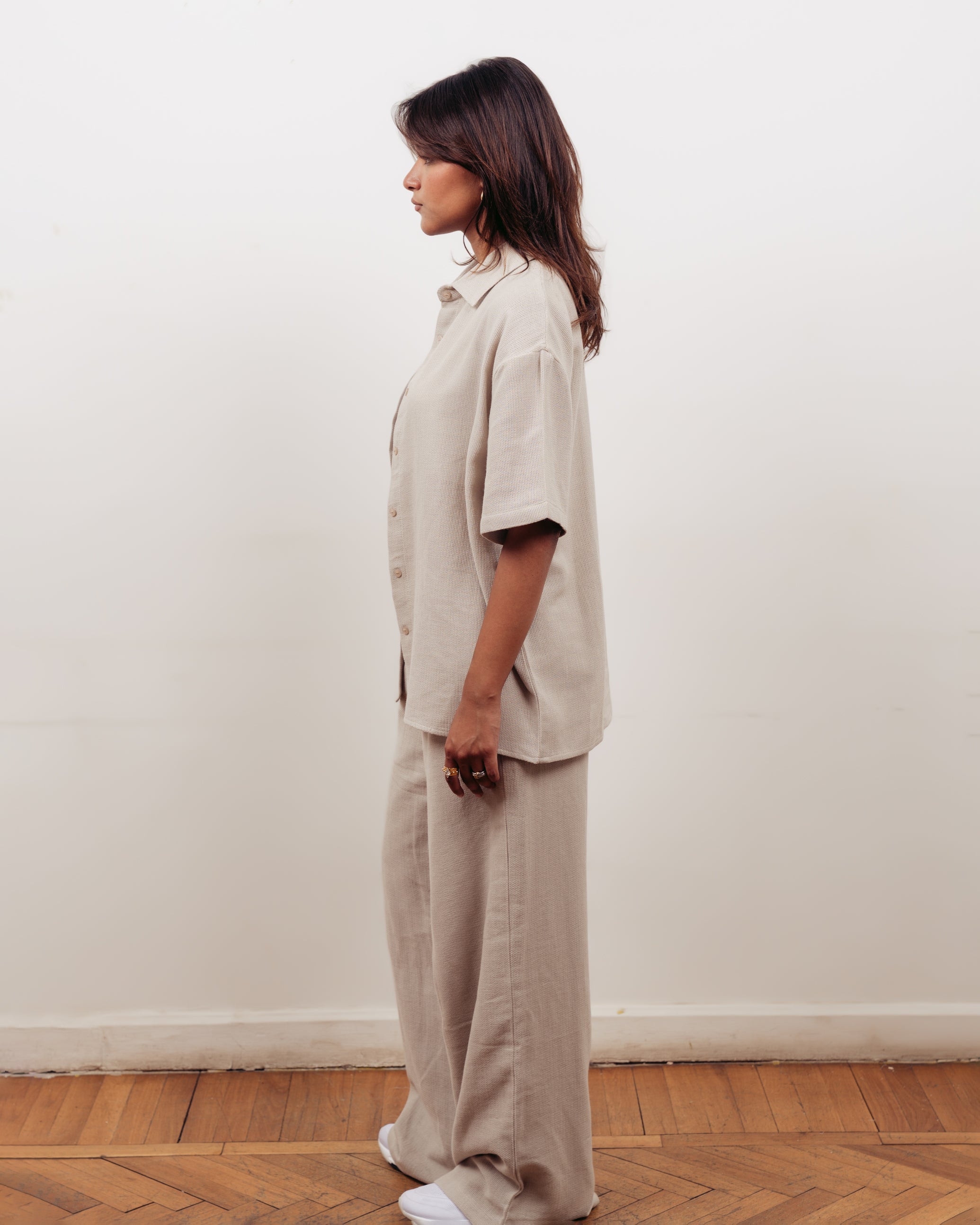 SAND BEIGE KNITTED SHIRT- UNISEX