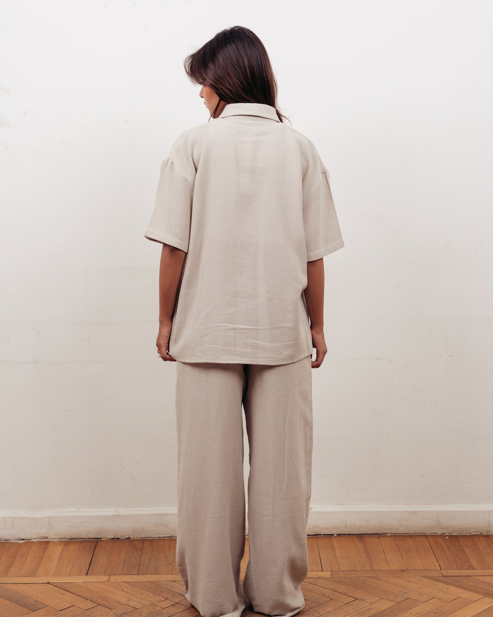 SAND BEIGE KNITTED SHIRT- UNISEX