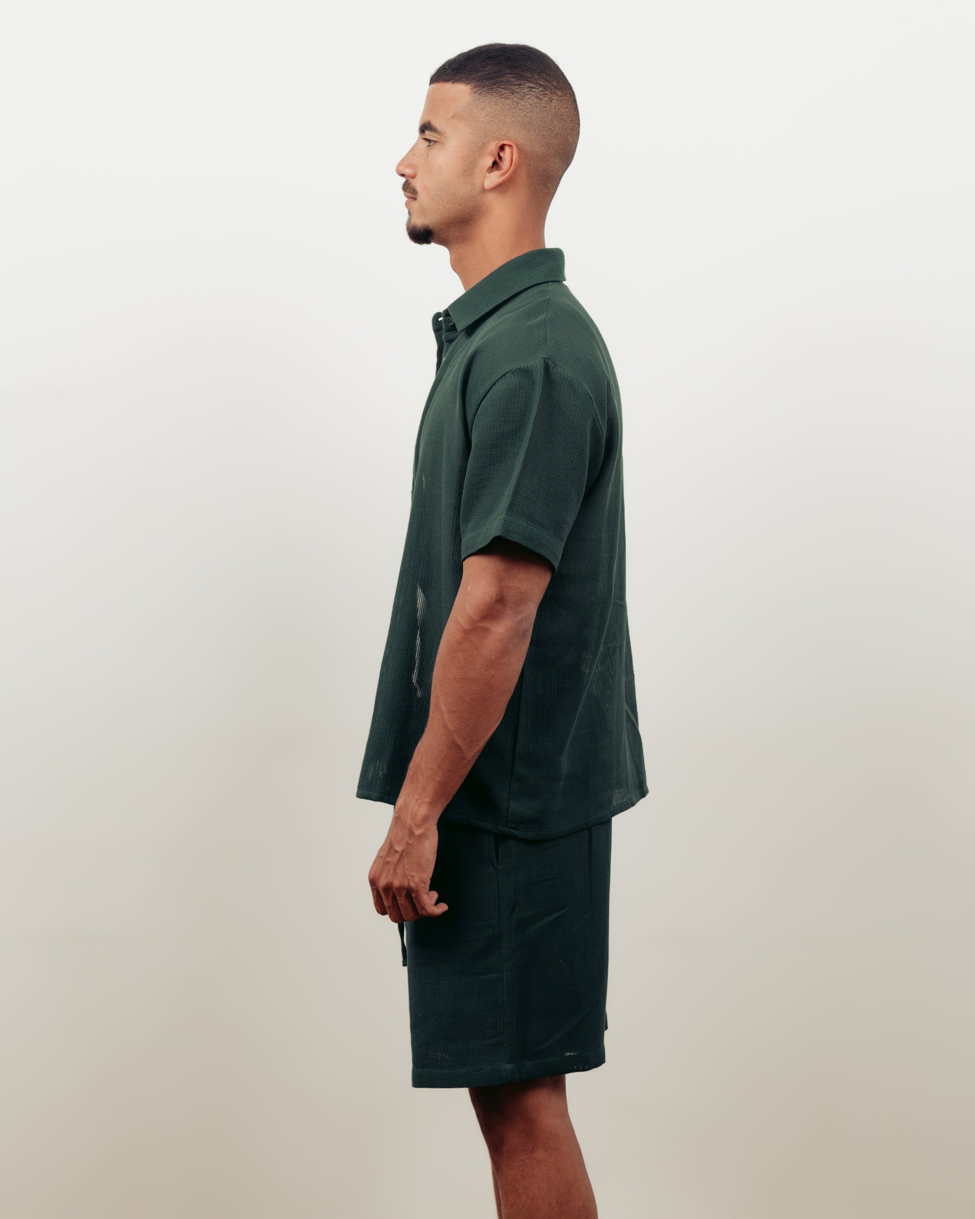 FOREST GREEN KNITTED SHIRT- UNISEX