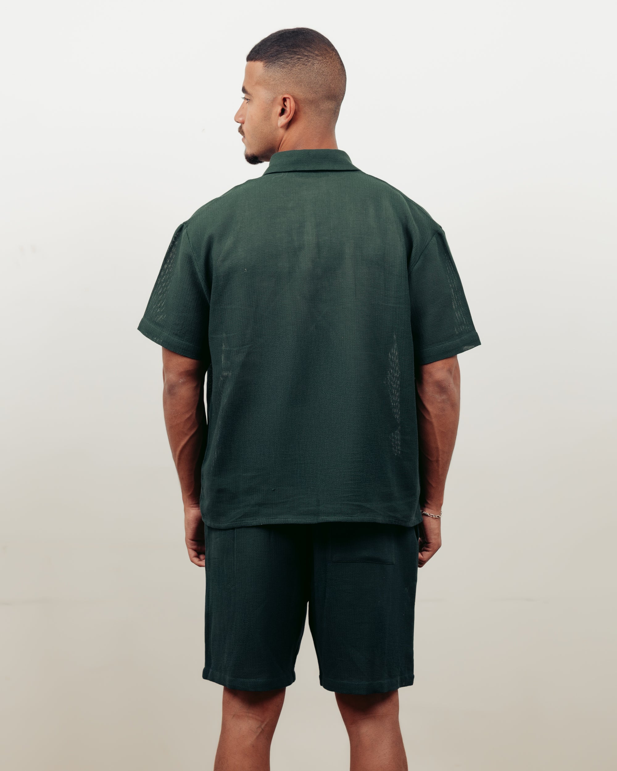 FOREST GREEN KNITTED SHORTS- MEN
