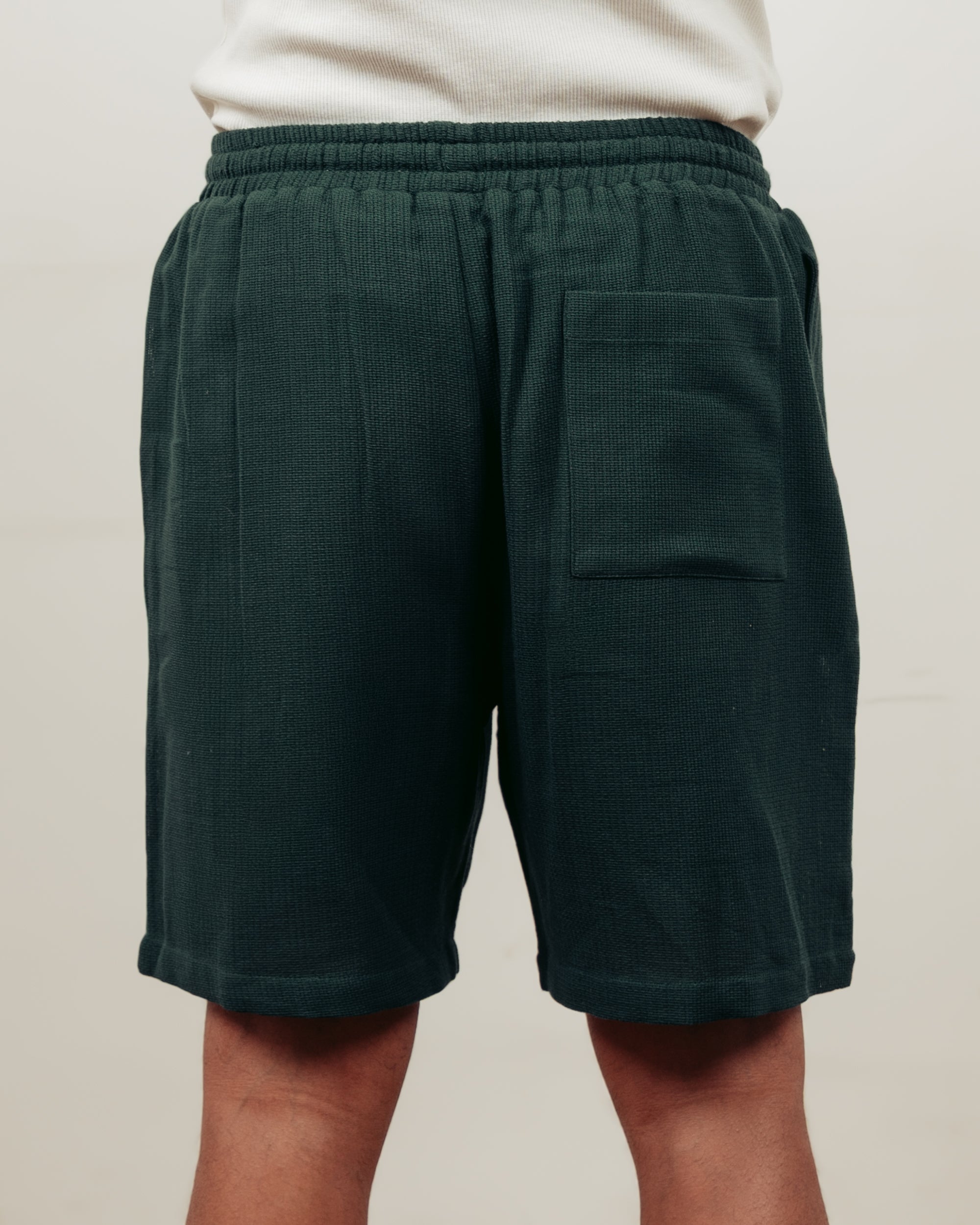 FOREST GREEN KNITTED SHORTS- MEN