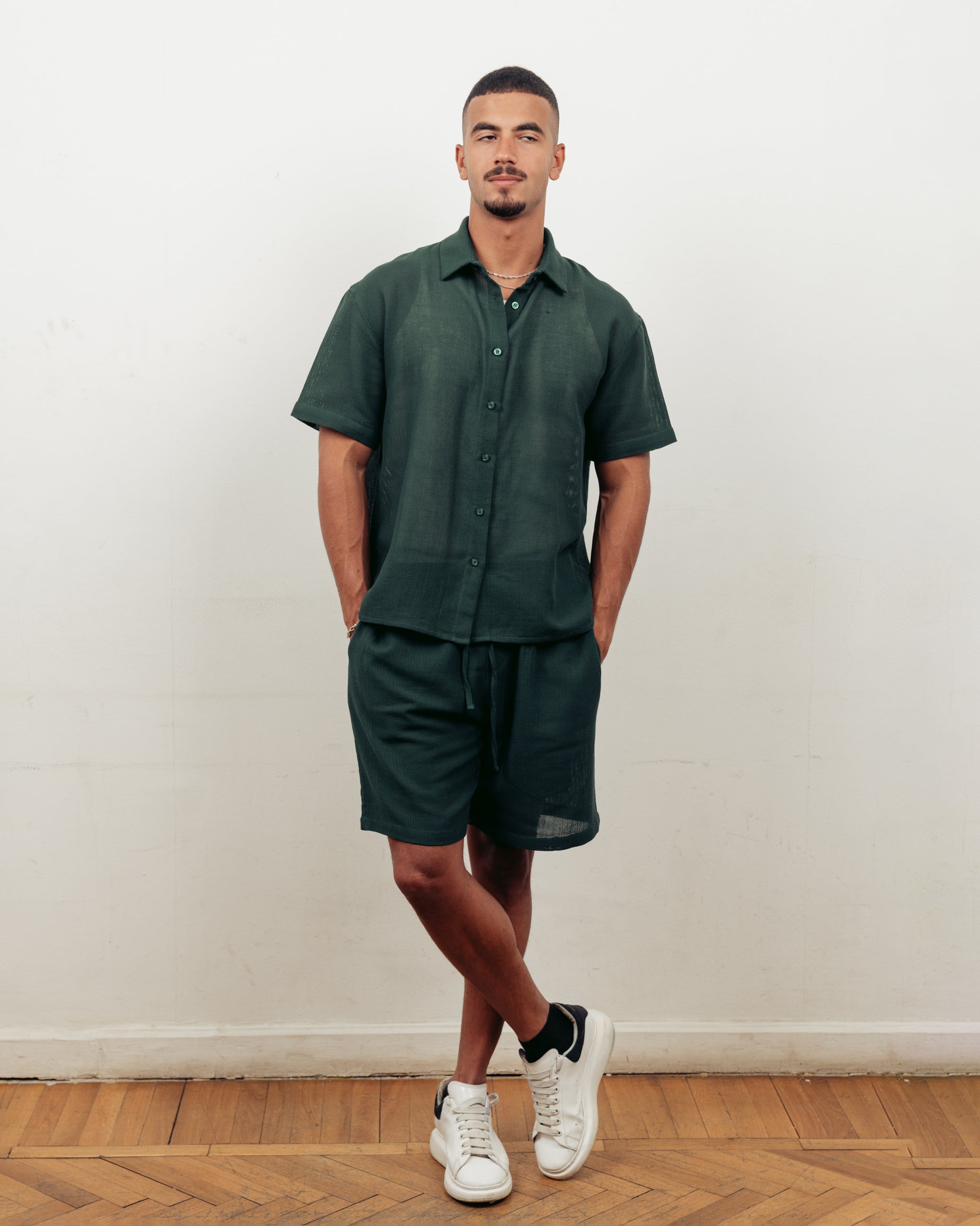 FOREST GREEN KNITTED SHIRT- UNISEX