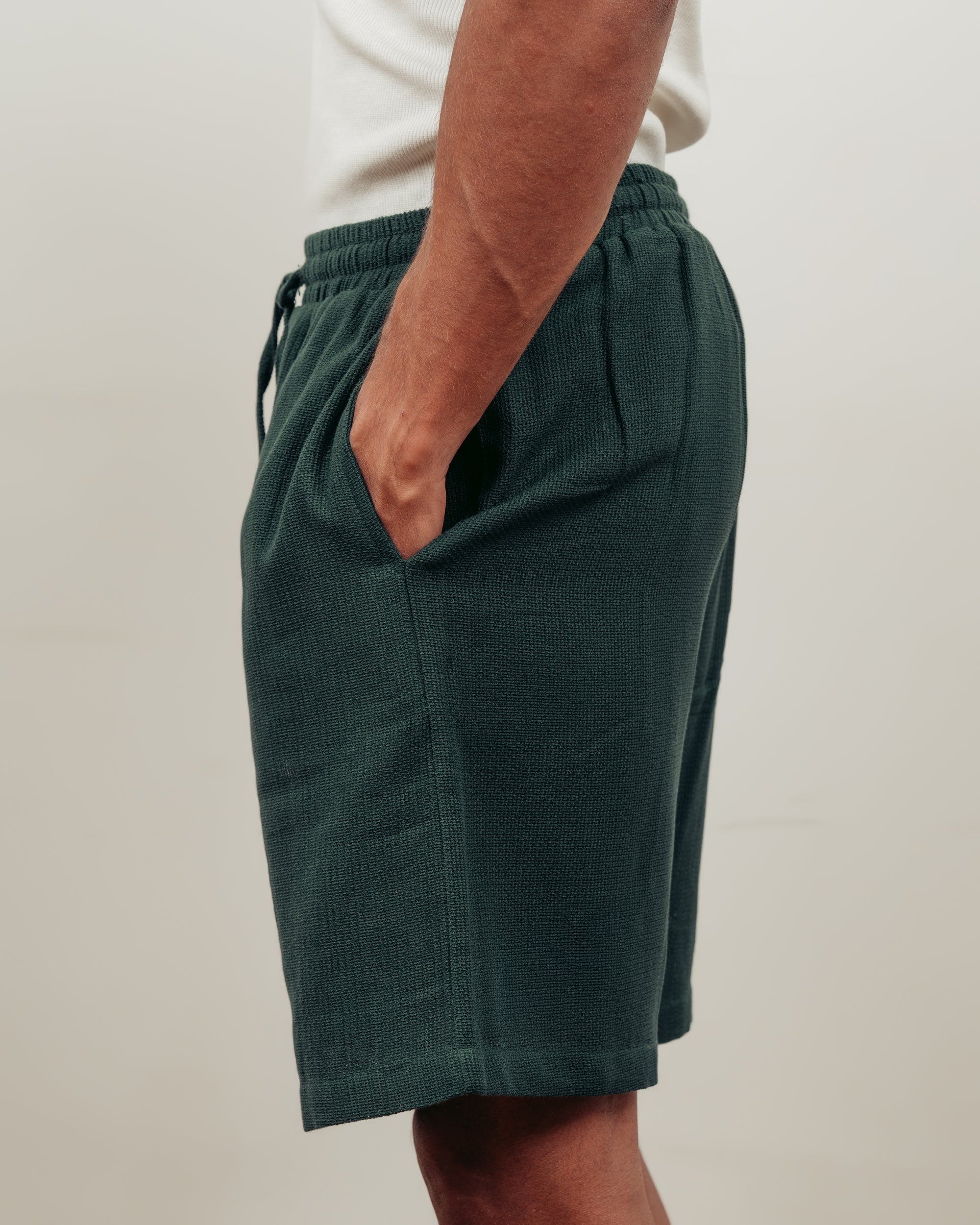 FOREST GREEN KNITTED SHORTS- MEN