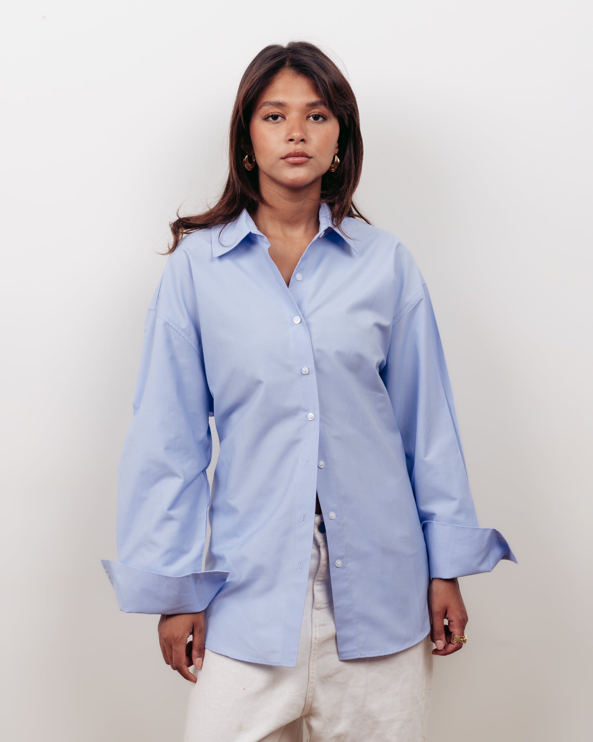 BLUE OVERSIZED POPLIN SHIRT
