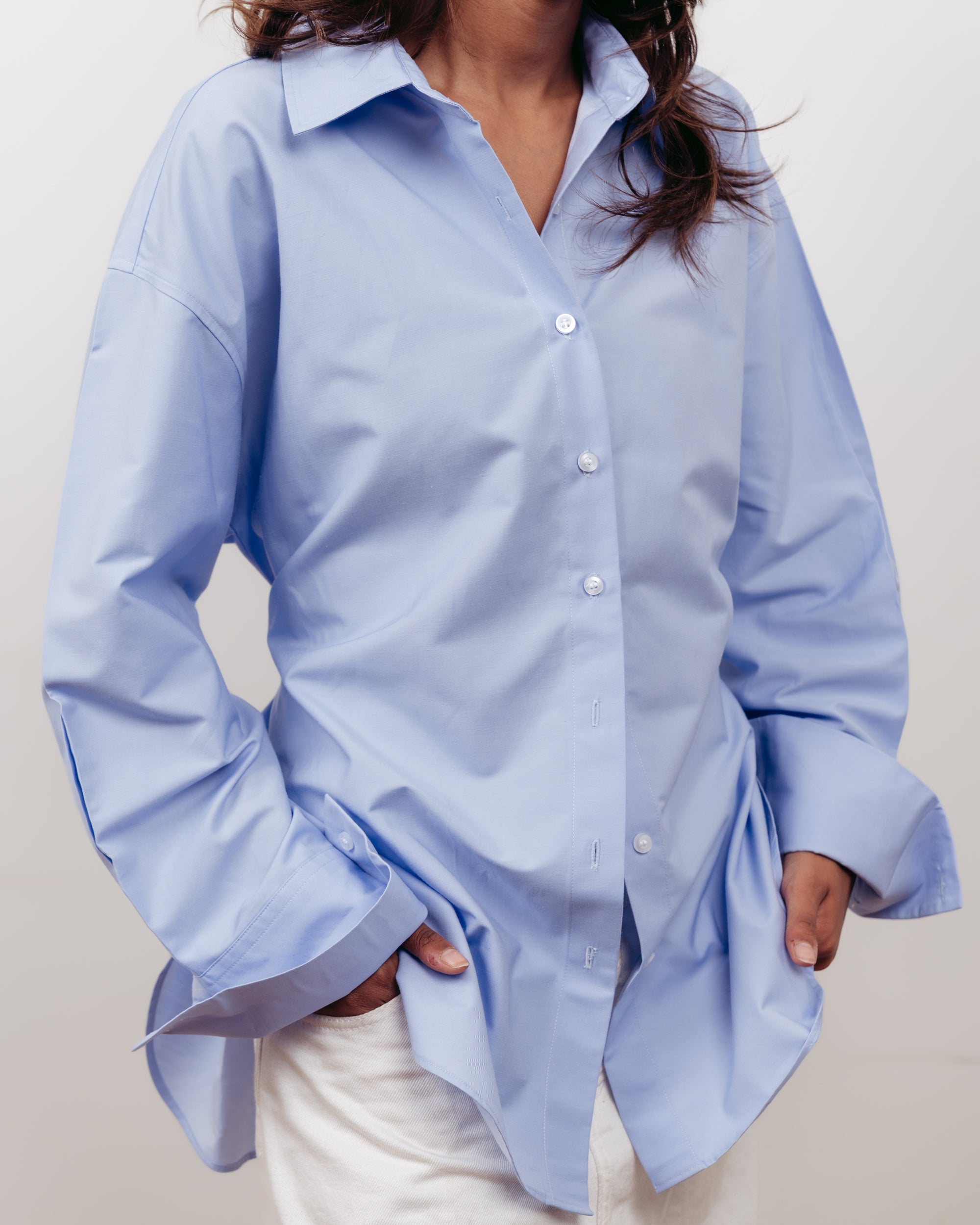 BLUE OVERSIZED POPLIN SHIRT