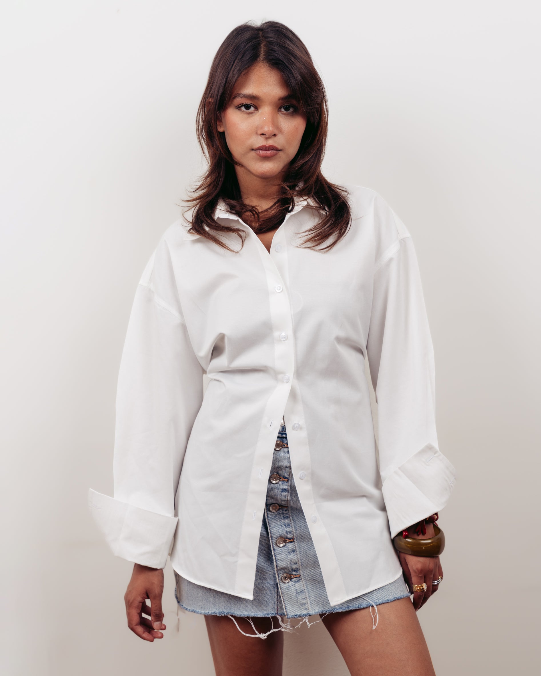 WHITE OVERSIZED POPLIN SHIRT