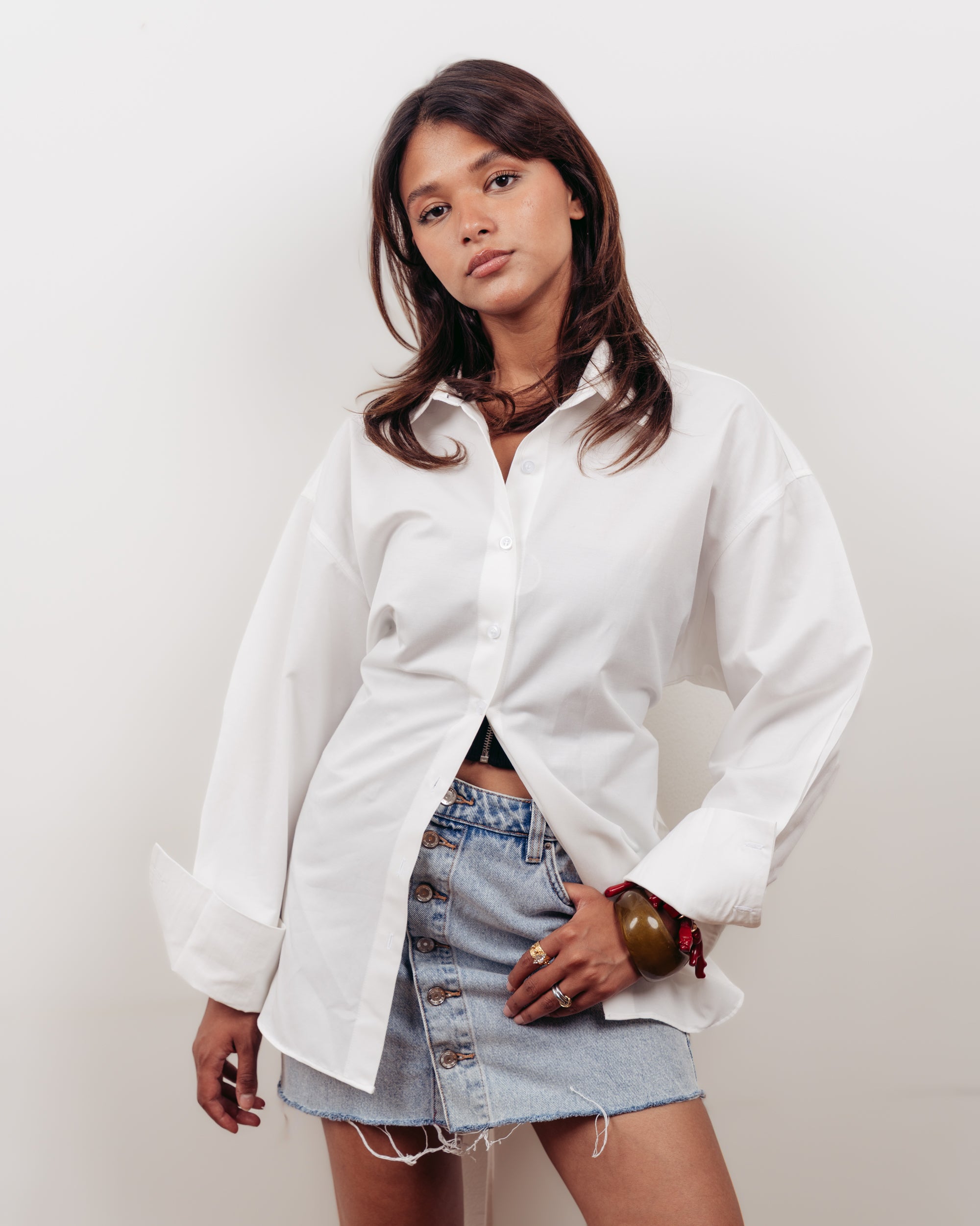 WHITE OVERSIZED POPLIN SHIRT