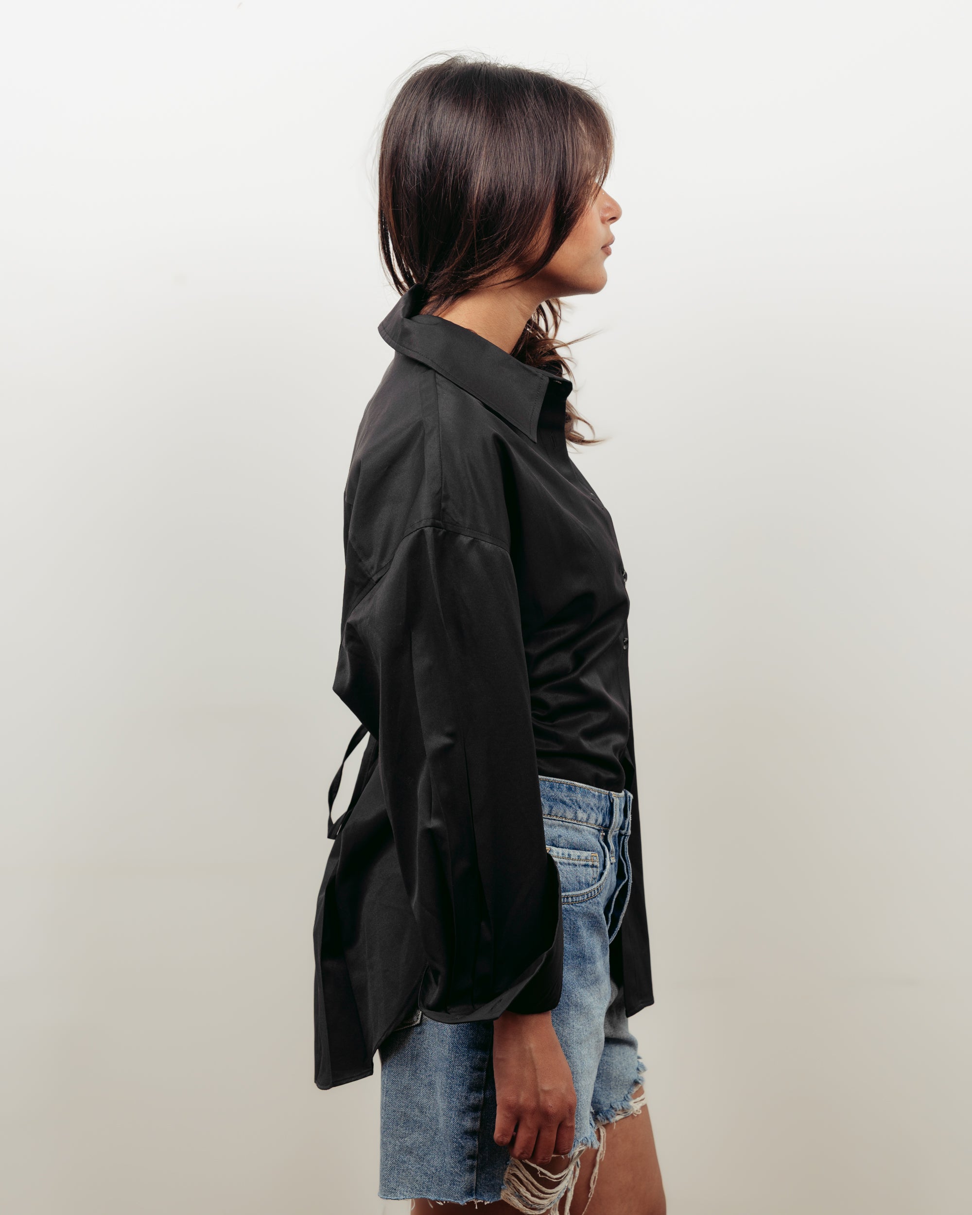 BLACK OVERSIZED POPLIN SHIRT