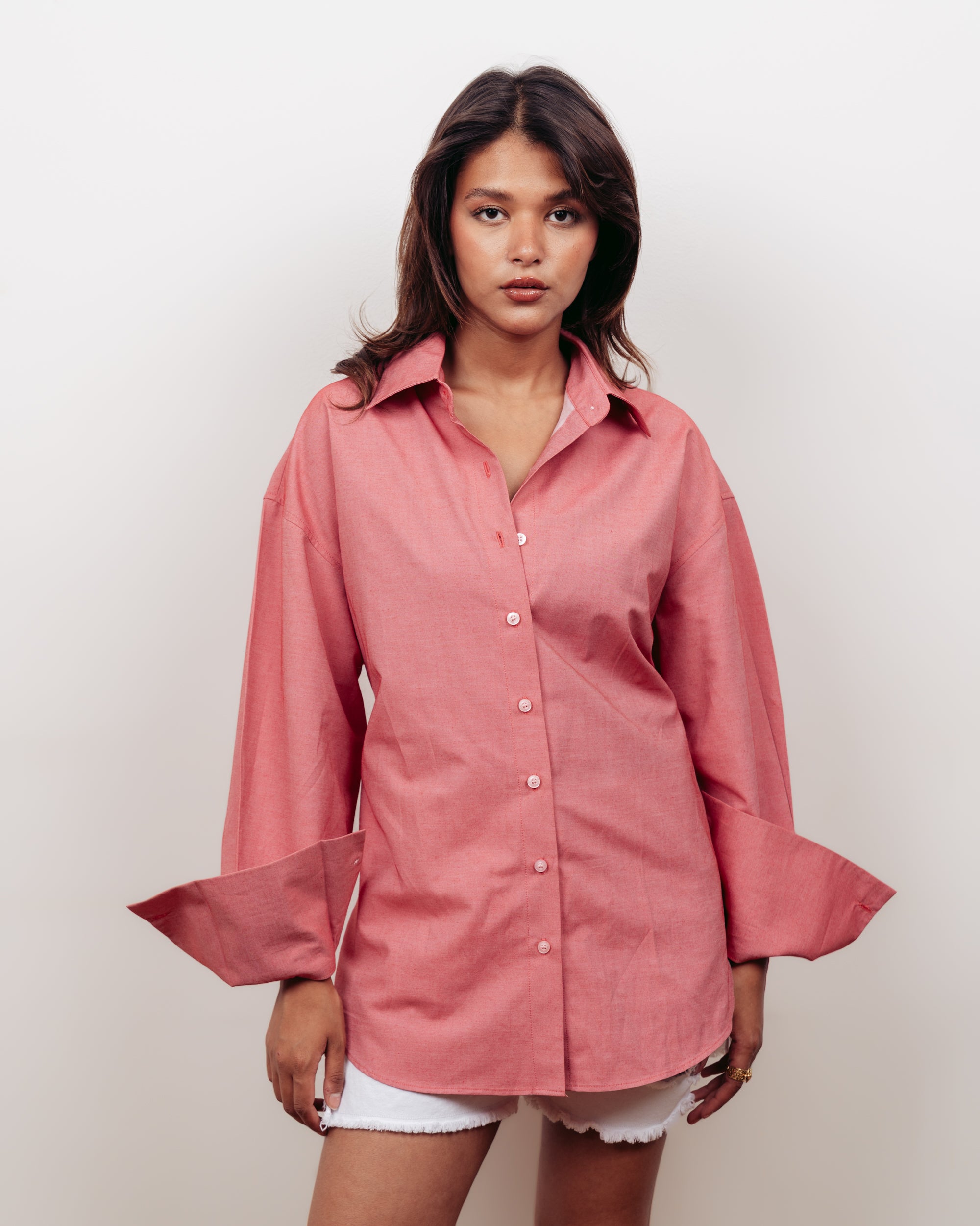 WATERMELON OVERSIZED POPLINE SHIRT
