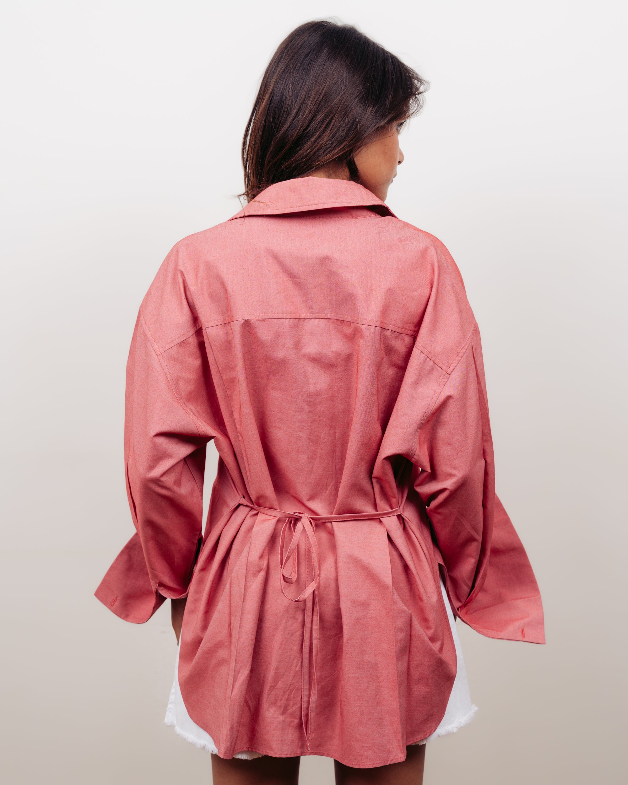 WATERMELON OVERSIZED POPLINE SHIRT