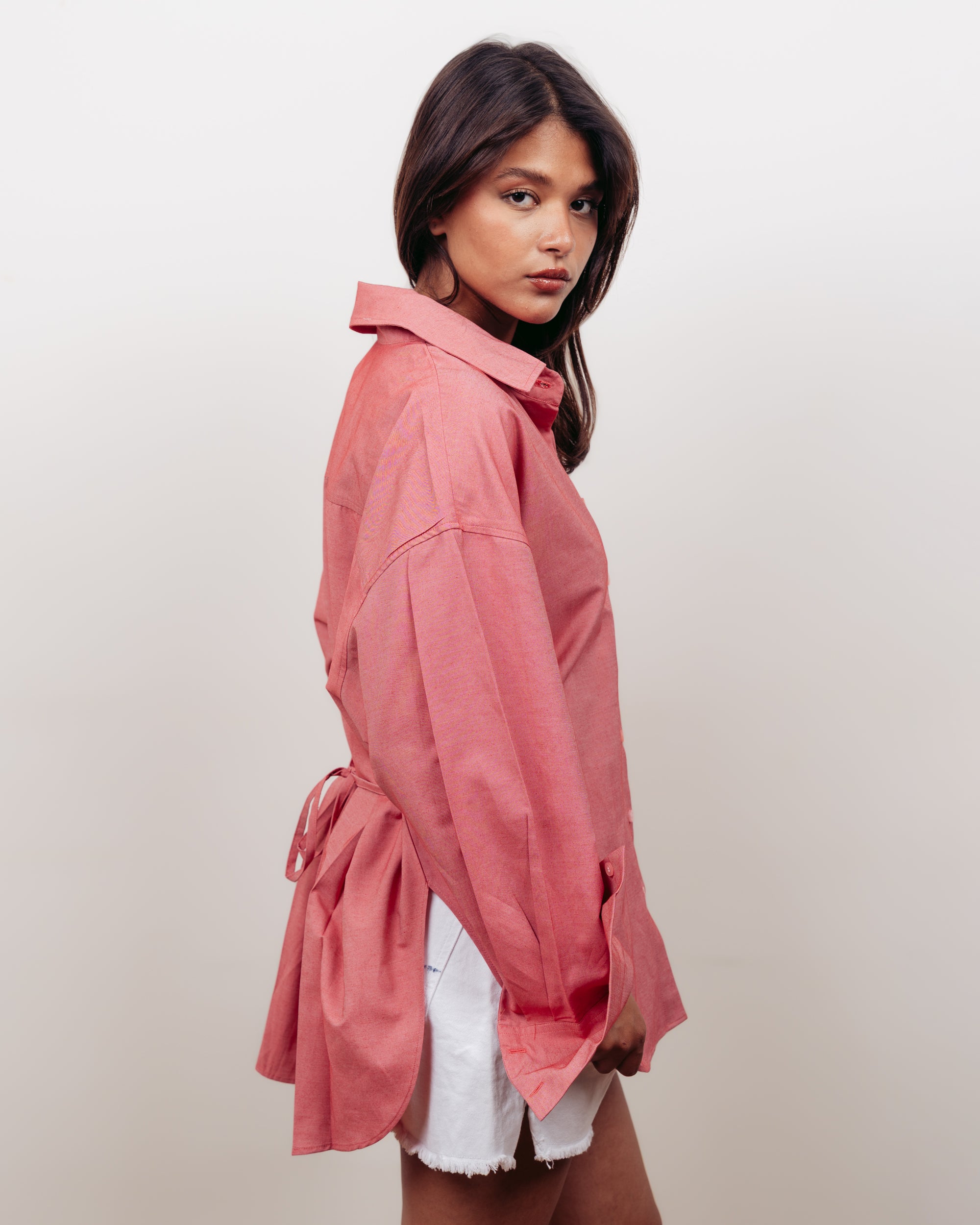 WATERMELON OVERSIZED POPLINE SHIRT
