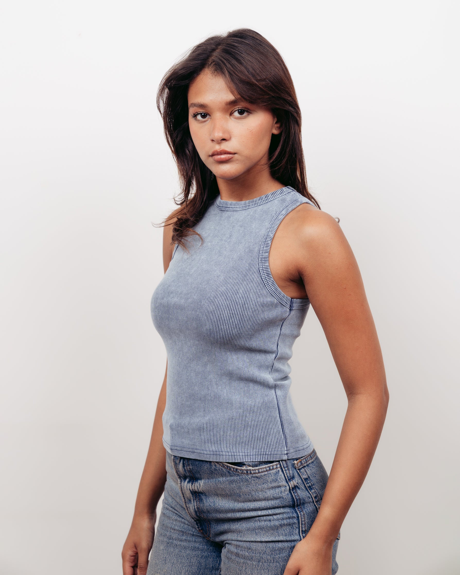 BLUE WASHED TANK TOP