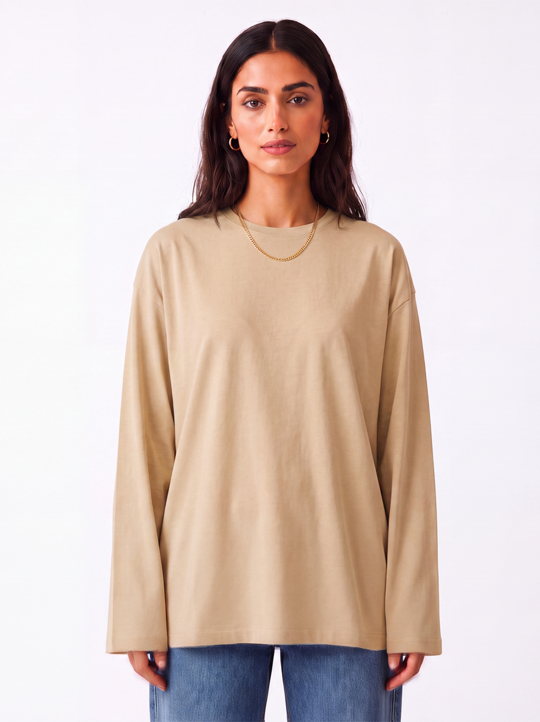 BASIC LONG SLEEVE SHIRT - BEIGE