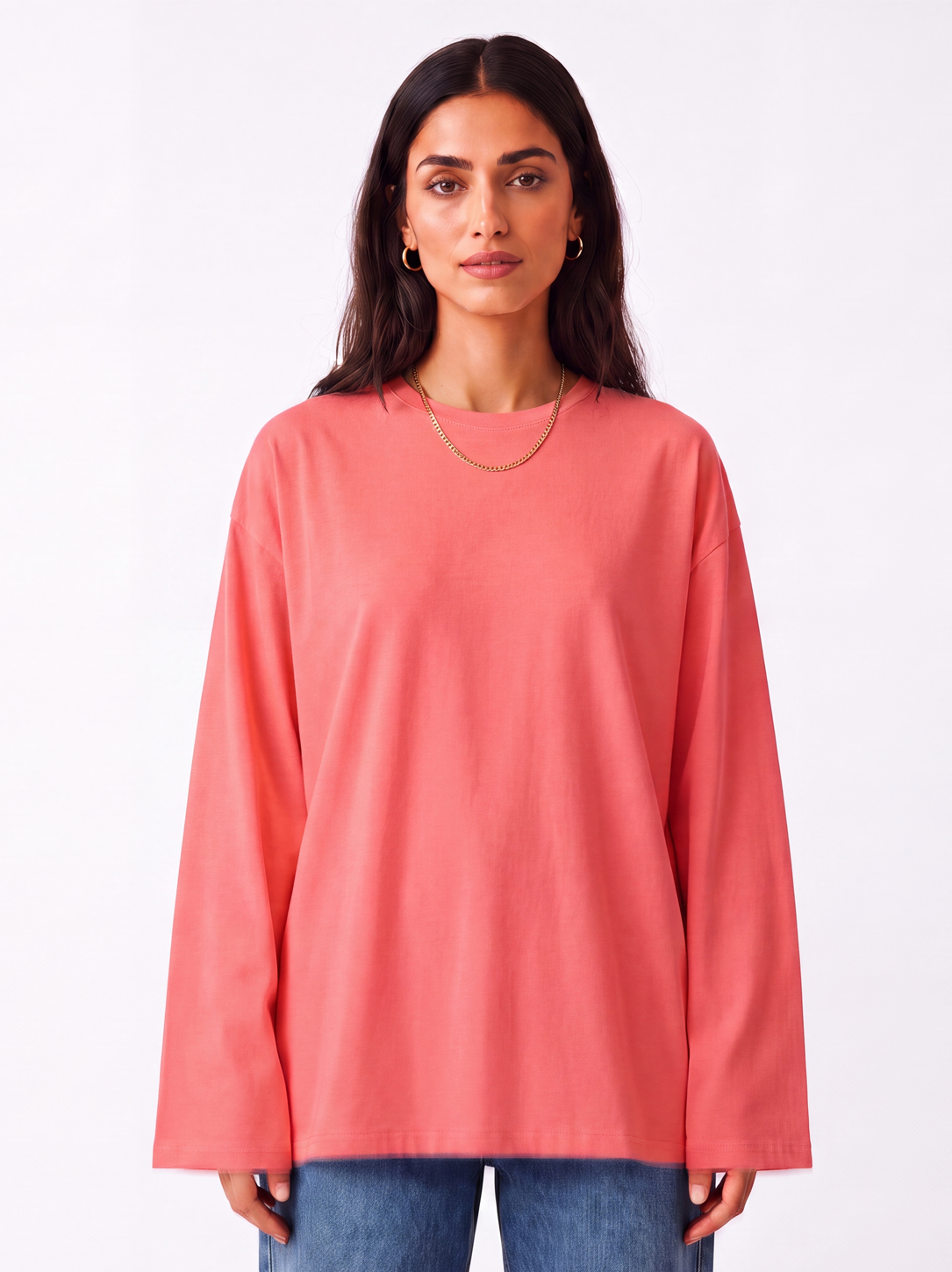 BASIC LONG SLEEVES SHIRT - CORAL PINK