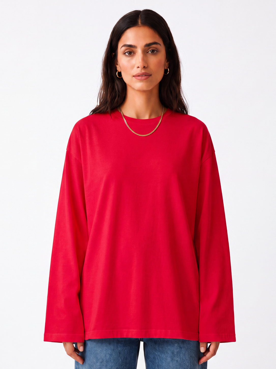 BASIC LONG SLEEVE SHIRT - RED