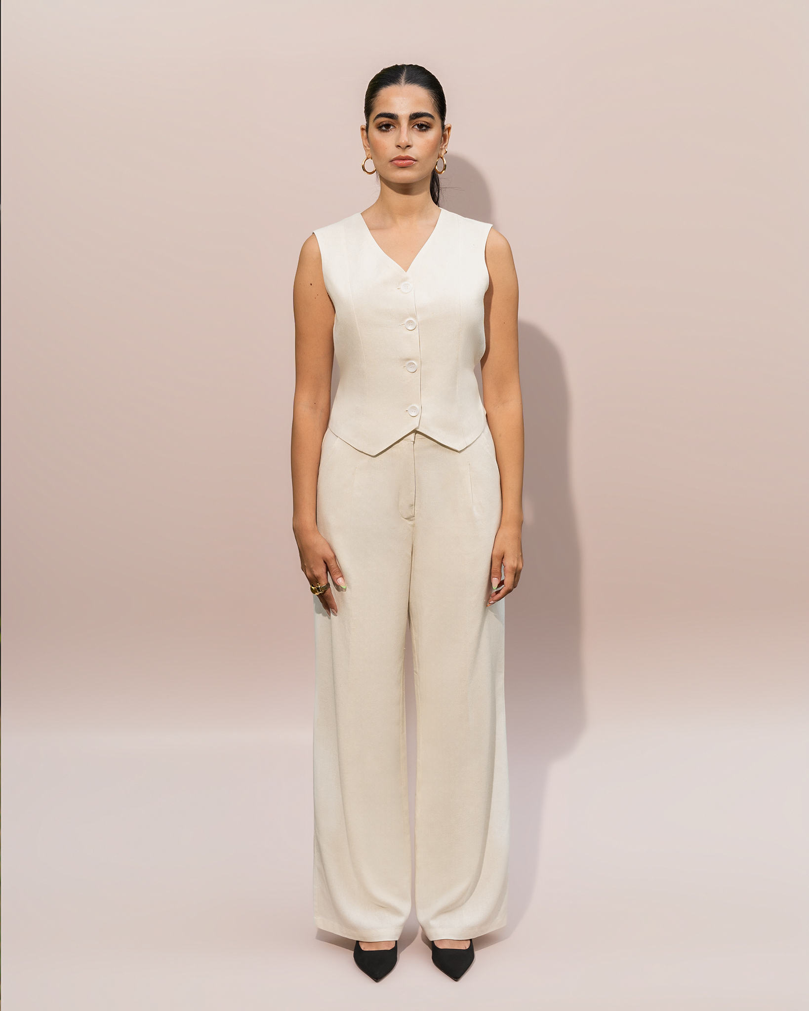 WHITE WIDE LEG LINEN PANTS
