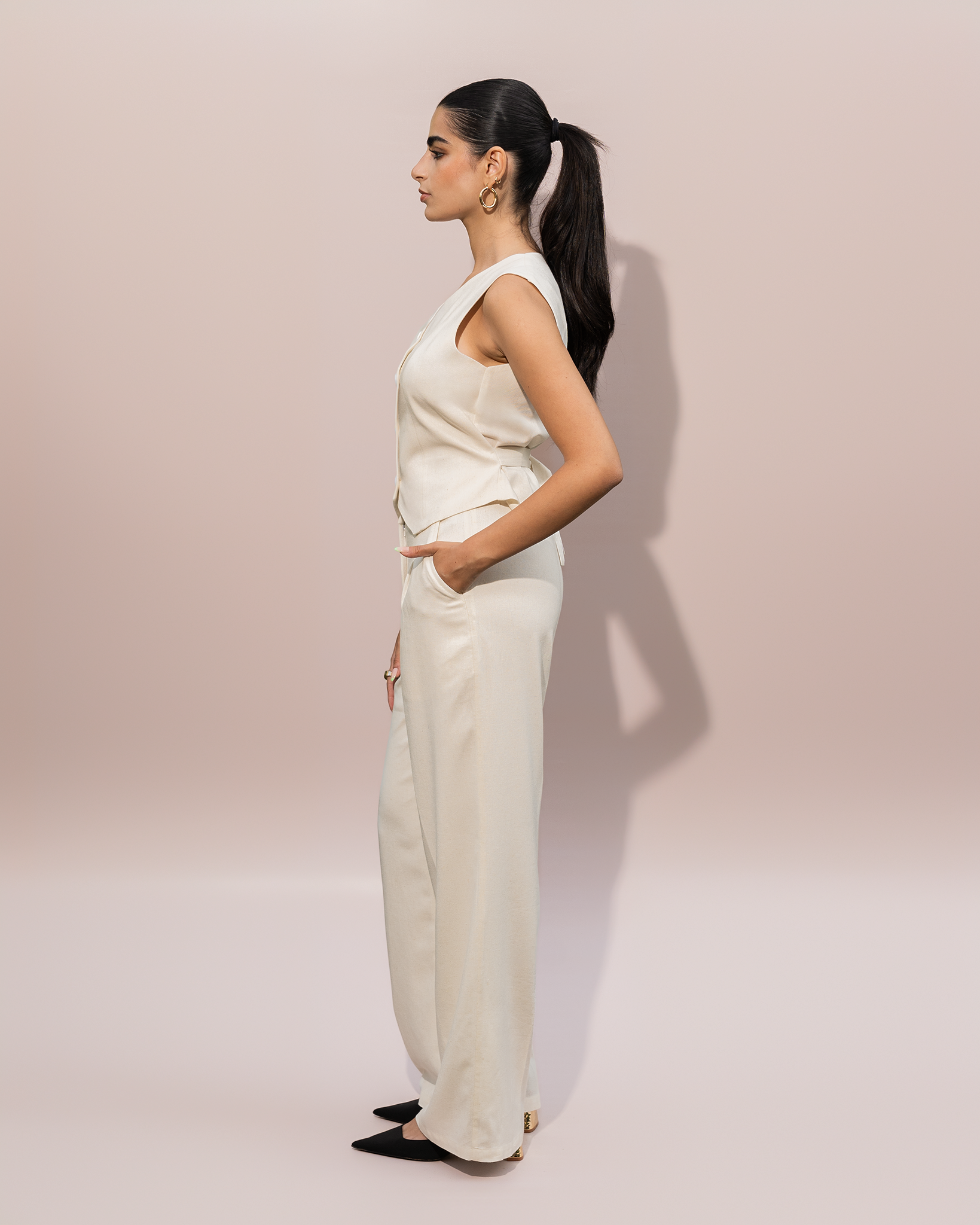 WHITE WIDE LEG LINEN PANTS