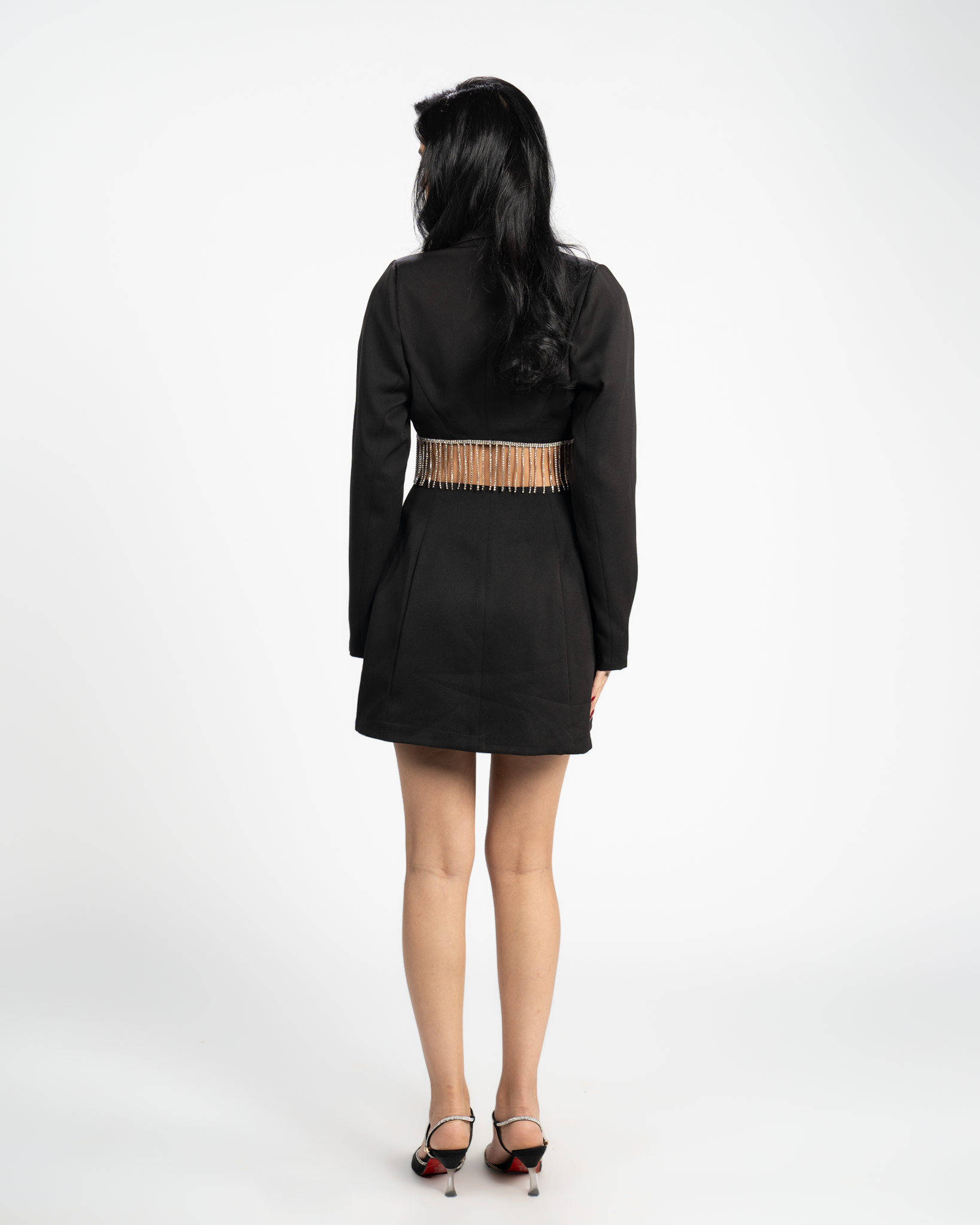 CHARLOTTE CUT-OUT BLAZER DRESS WITH TASSELS