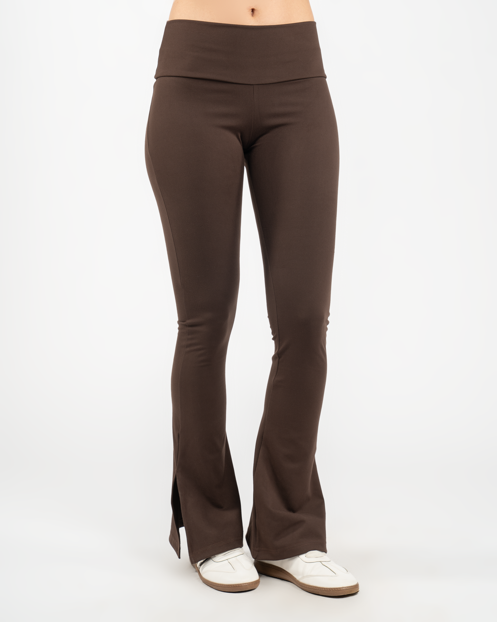 ESPRESSO - HIGH WAISTED FLARED YOGA PANTS WITH SIDE SLIT