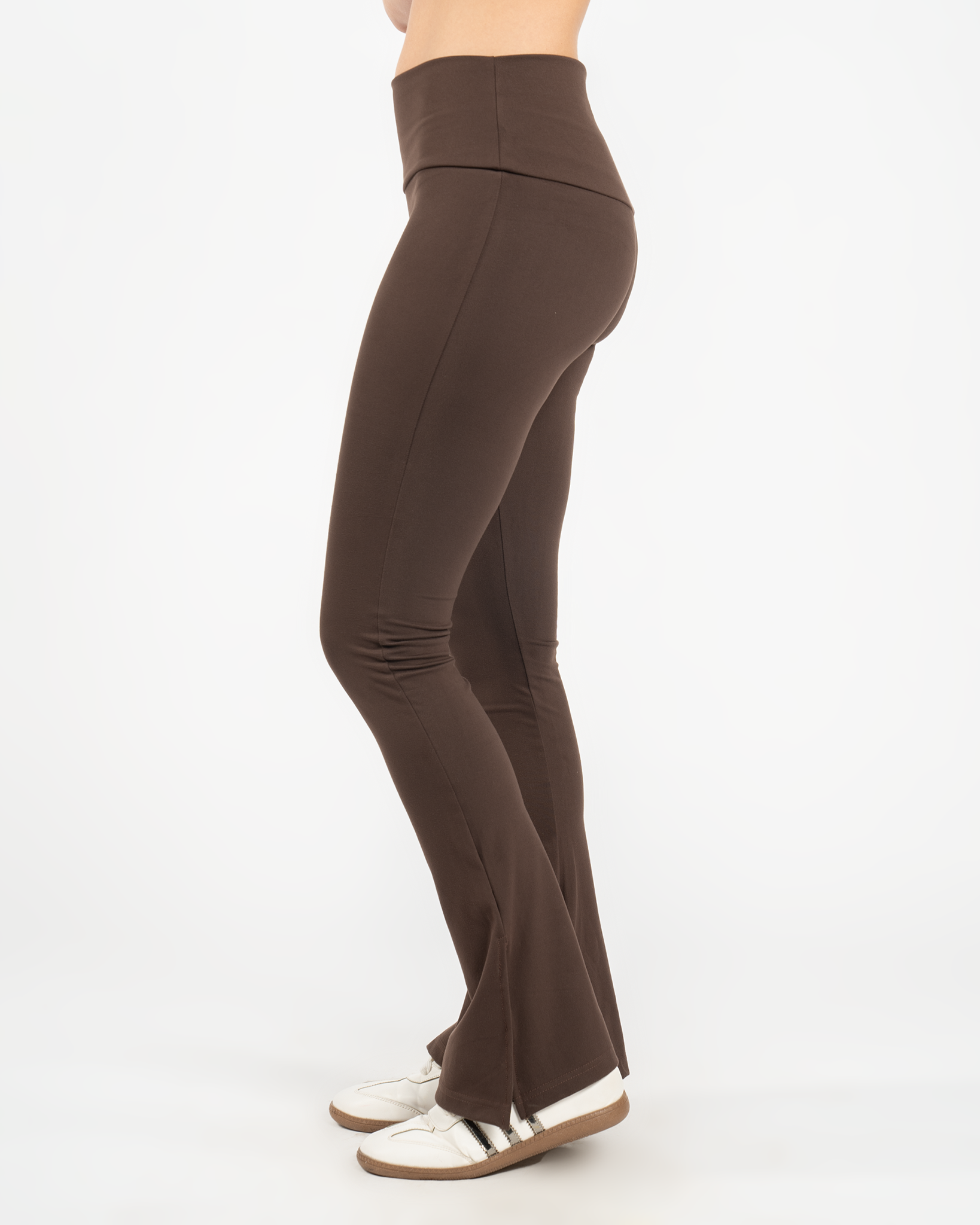 ESPRESSO - HIGH WAISTED FLARED YOGA PANTS WITH SIDE SLIT