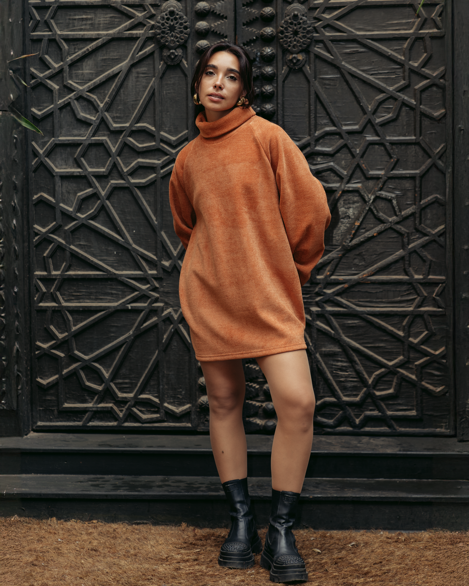 THE TURTLE NECK COPPER DRESS