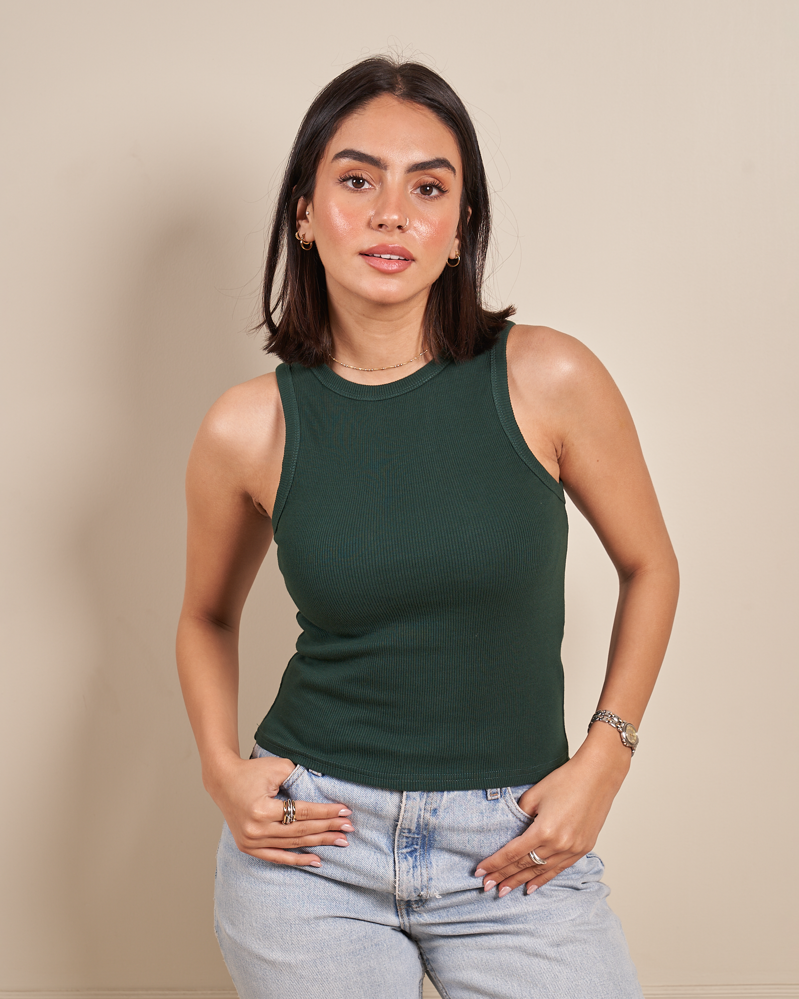FULL-LENGTH TANK TOP - FOREST GREEN