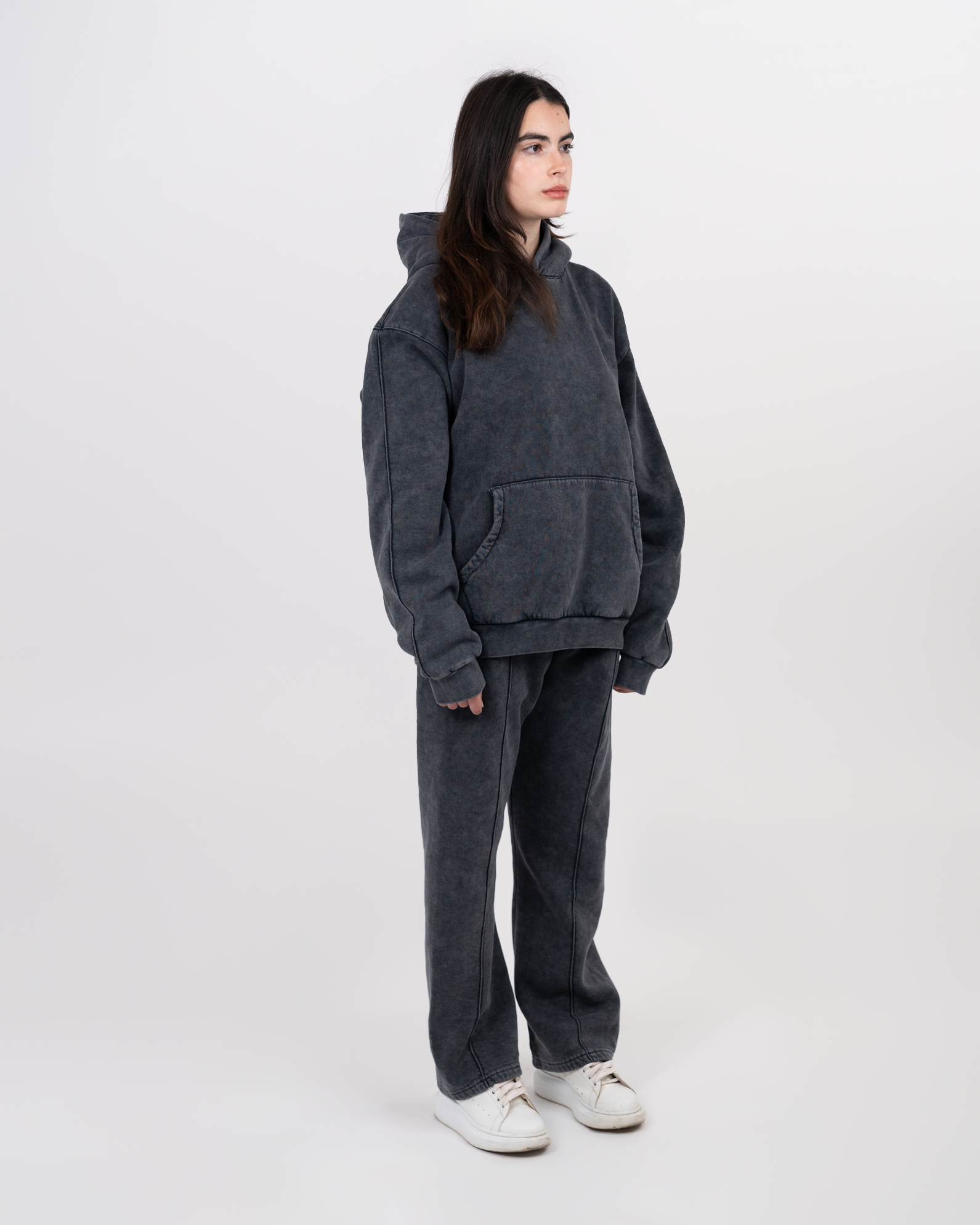 STITCHED CHARCOAL HOODIE
