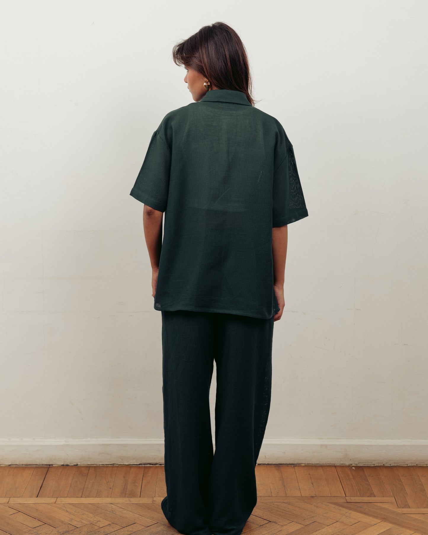 FOREST GREEN KNITTED SHIRT- UNISEX