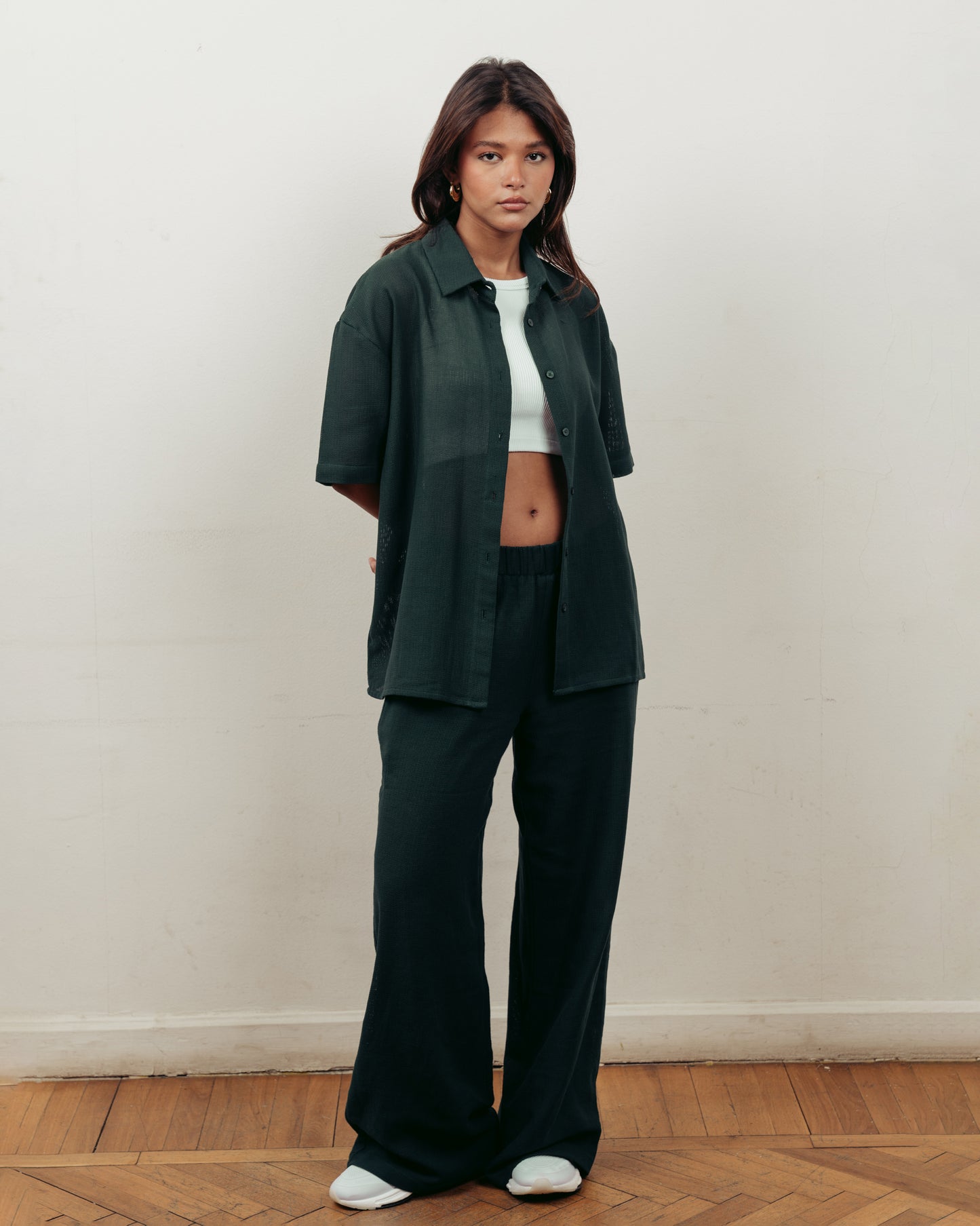 FOREST GREEN KNITTED SHIRT- UNISEX