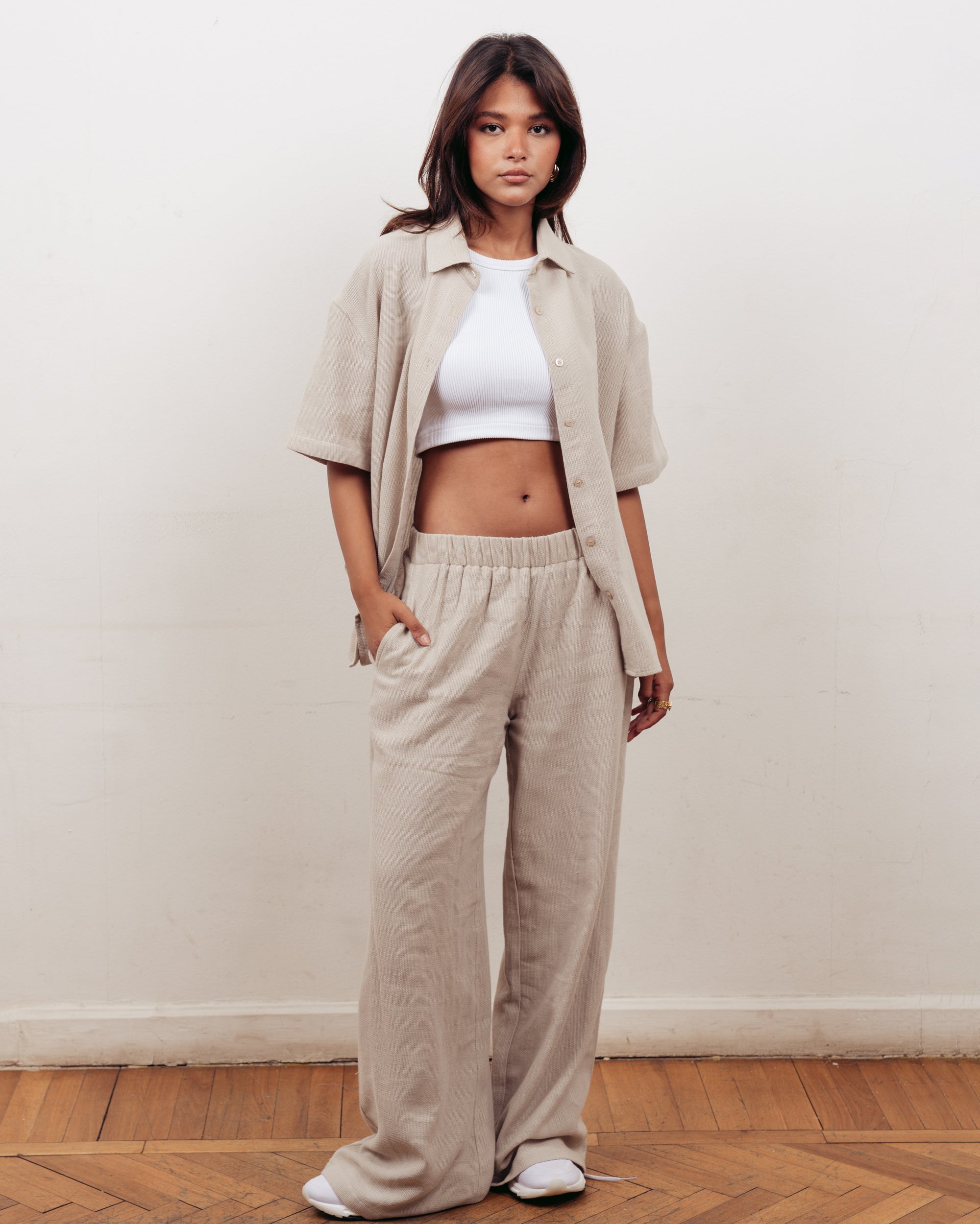 SANDBEIGE KNITTED PANTS- WOMENS