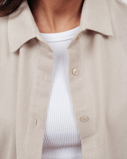 SAND BEIGE KNITTED SHIRT- UNISEX