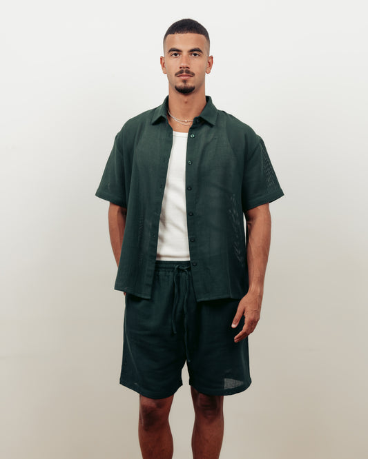 FOREST GREEN KNITTED SHIRT- UNISEX