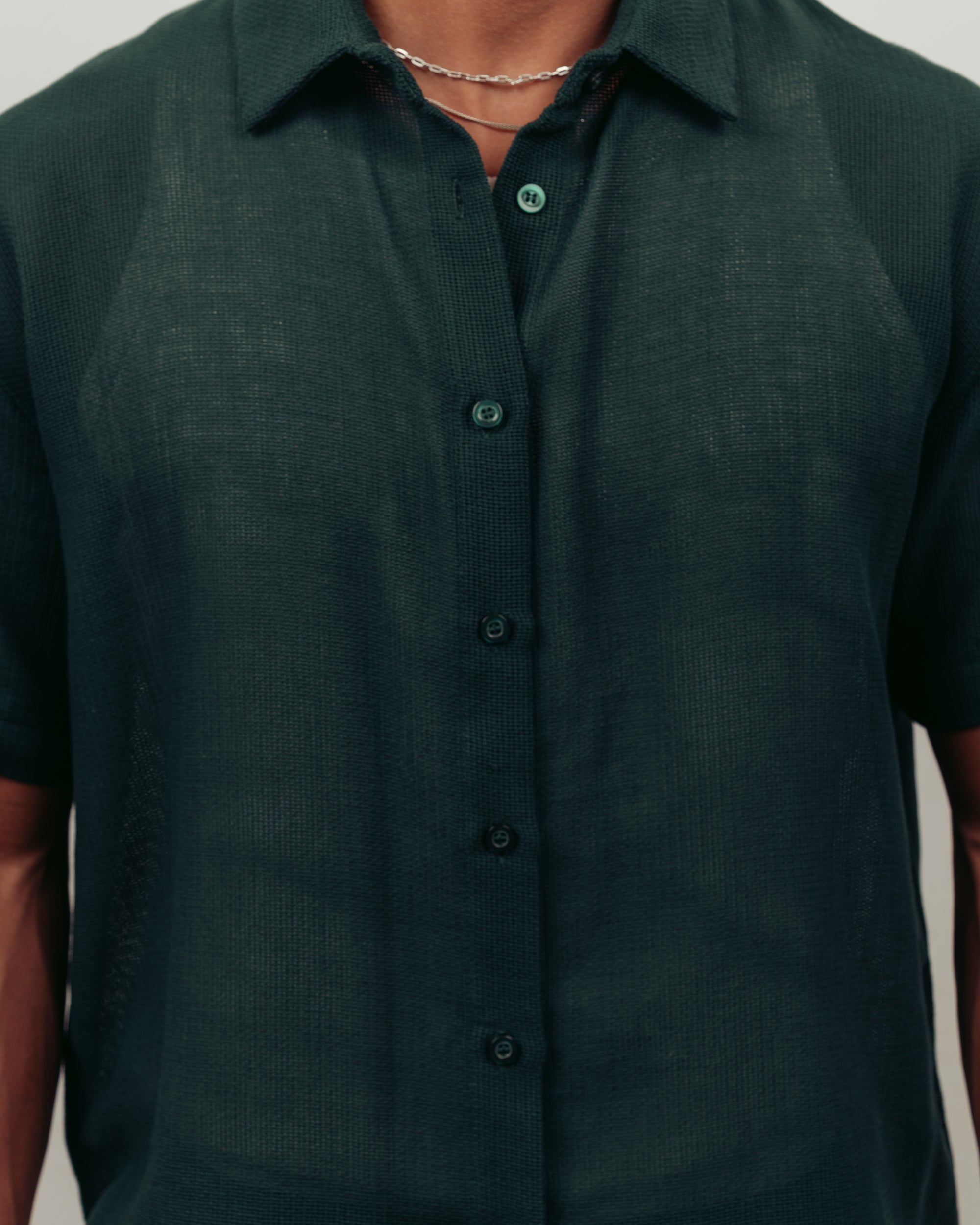 FOREST GREEN KNITTED SHIRT- UNISEX