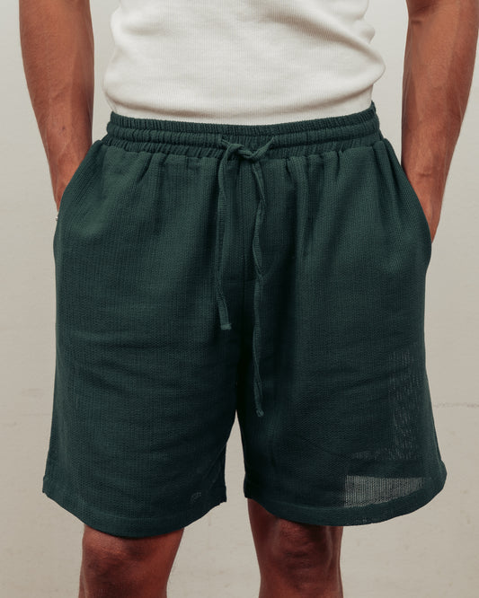FOREST GREEN KNITTED SHORTS- MEN