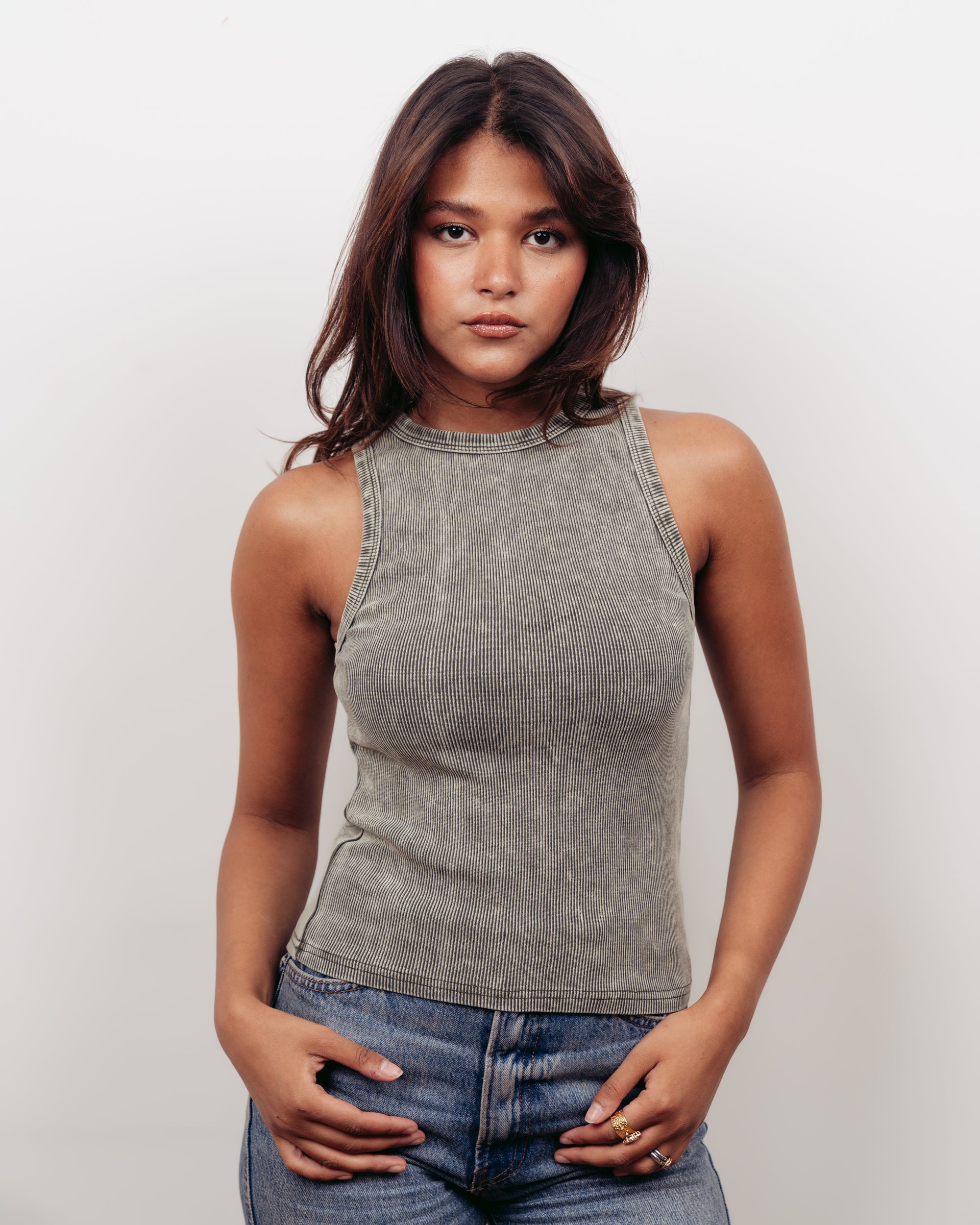 OLIVE WASHED TANK TOP