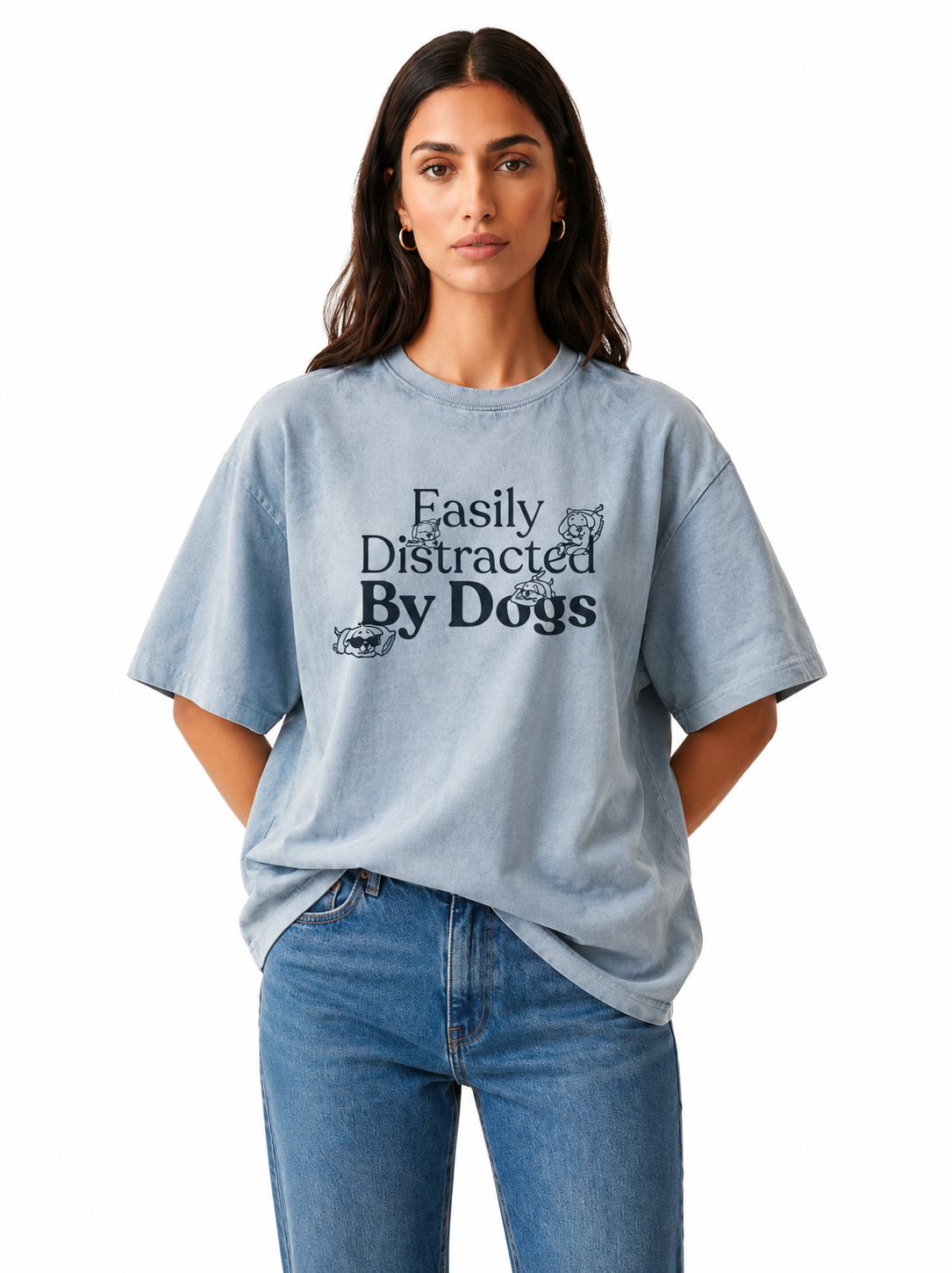 EASILY DISTRACTED OVERSIZED WASHED SHIRT