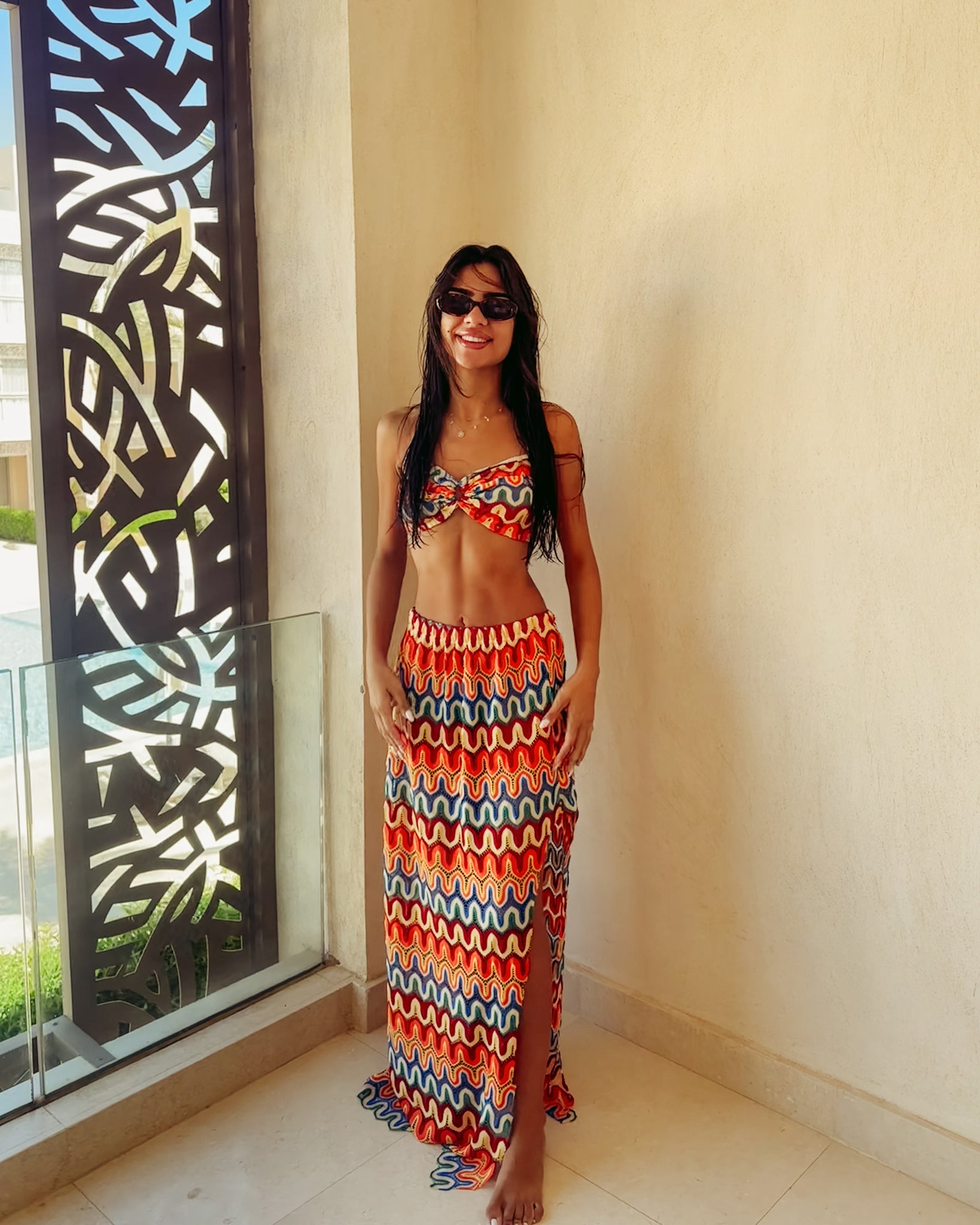 Multi-Colour Crochet Cover-up Set