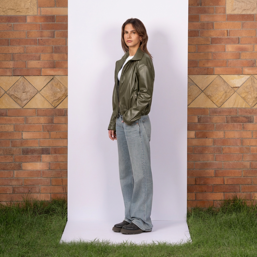 THE EVERYDAY LEATHER JACKET - OLIVE