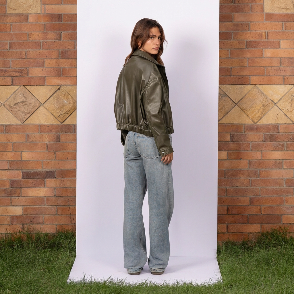 THE EVERYDAY LEATHER JACKET - OLIVE