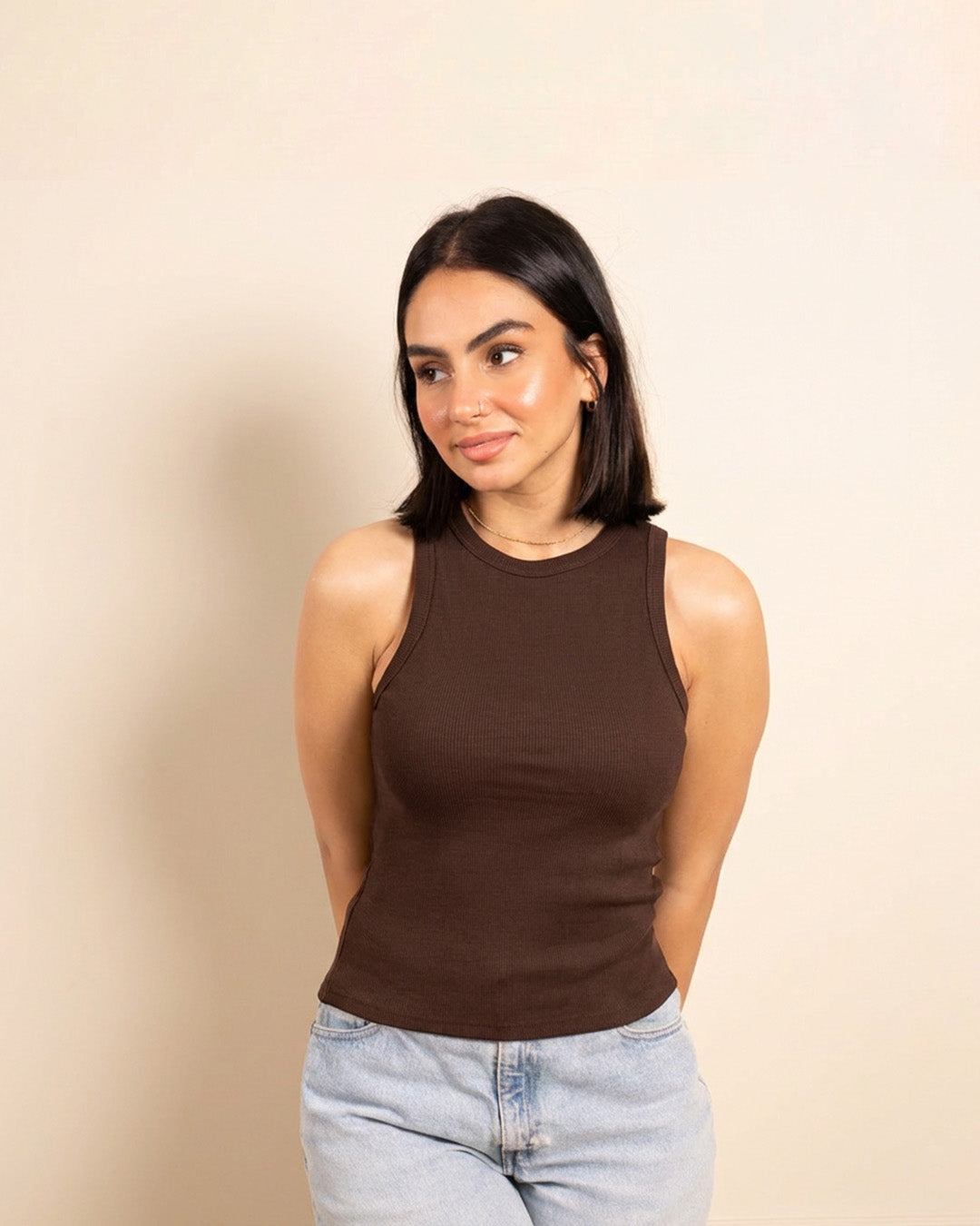 FULL-LENGTH TANK TOP - BROWN