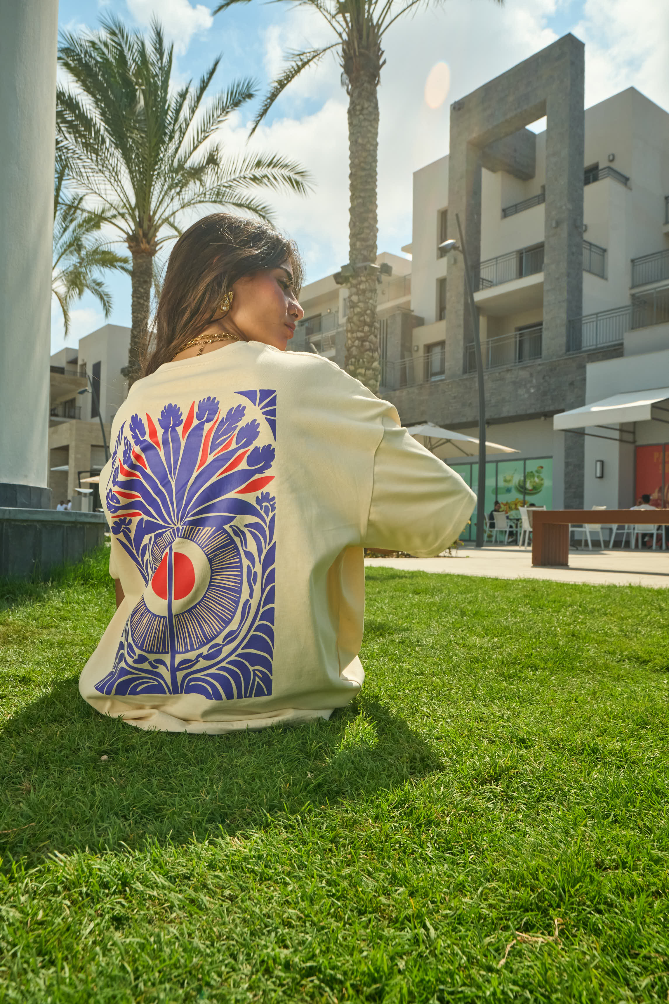 LOTUS PATTERN OVERSIZED T-SHIRT