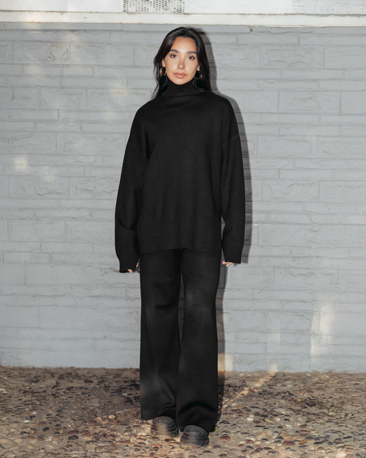 HUG ME KNITTED PANTS - PITCH BLACK